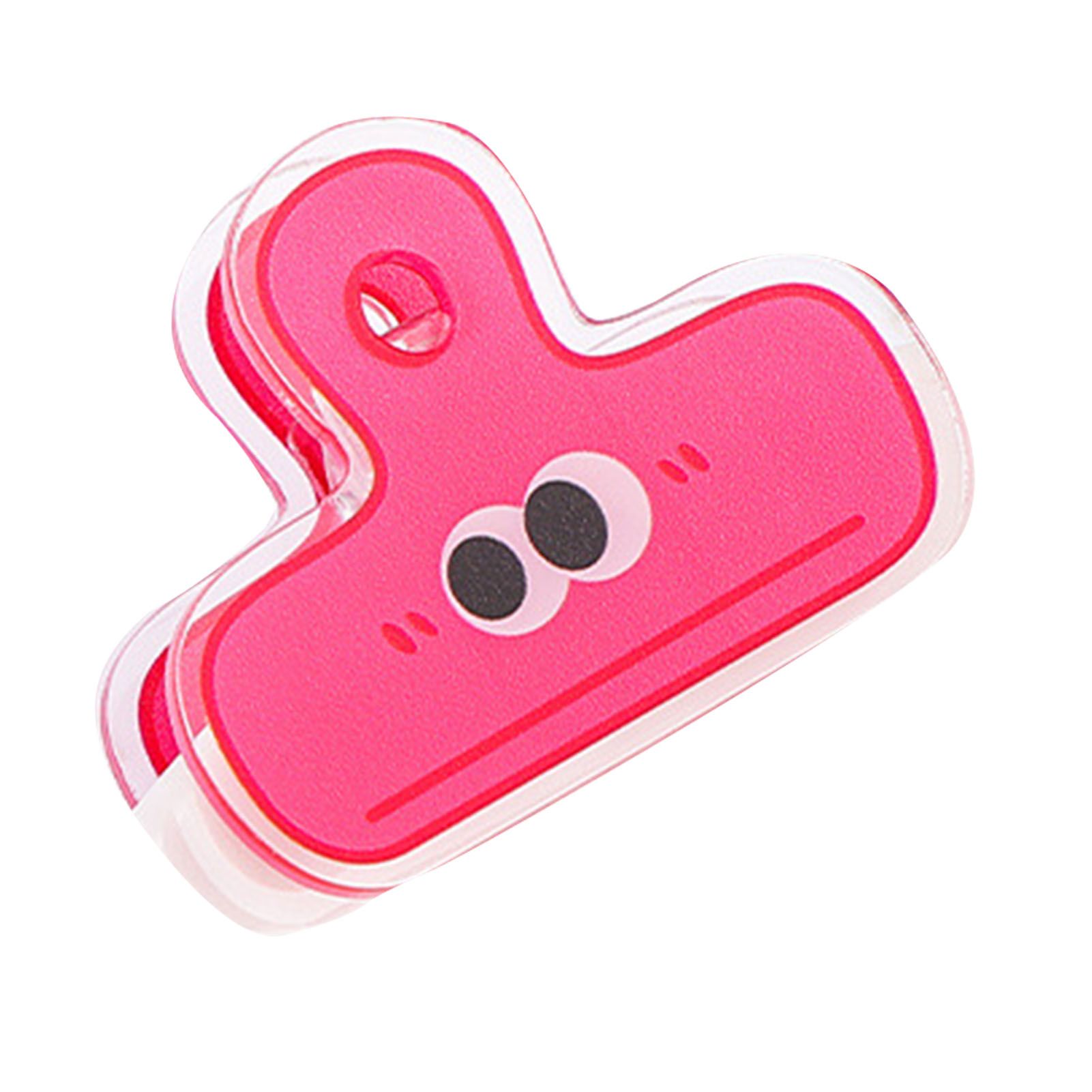 Stationery Clip Plastic Cute Cartoon Double Sided Multifunctional Long Tail Document Clamps For Office Supplies Binder Paper Red Expression - Image 2