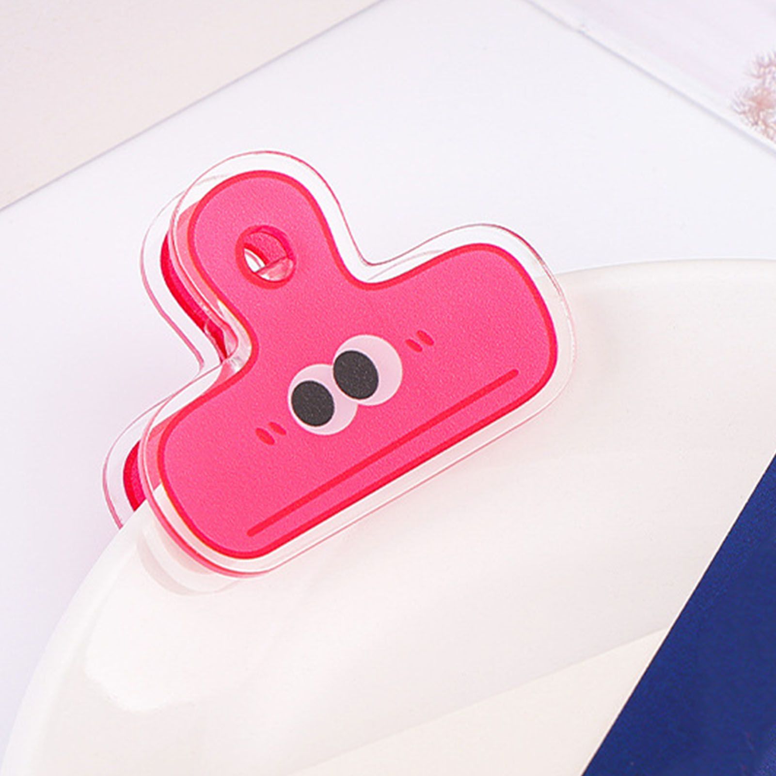Stationery Clip Plastic Cute Cartoon Double Sided Multifunctional Long Tail Document Clamps For Office Supplies Binder Paper Red Expression - Image 5