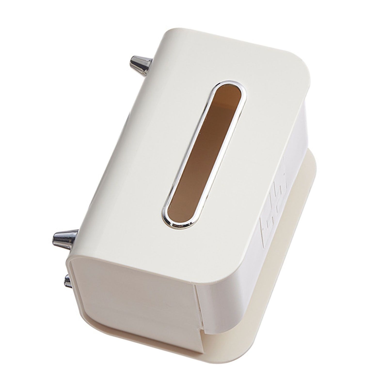 Desktop Tissue Box Multifunction Tissue Storage Dispenser with Phone Holder Remote Control Organizer Cream White - Image 4