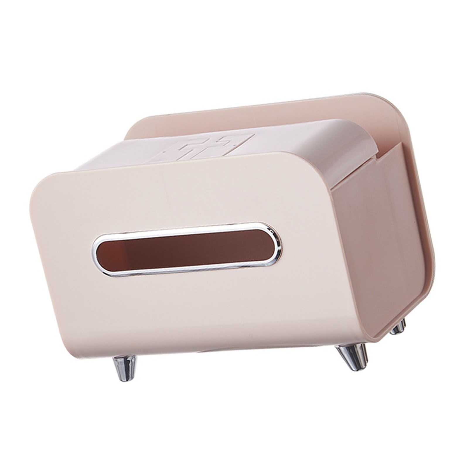 Desktop Tissue Box Multifunction Tissue Storage Dispenser with Phone Holder Remote Control Organizer Pink - Image 2