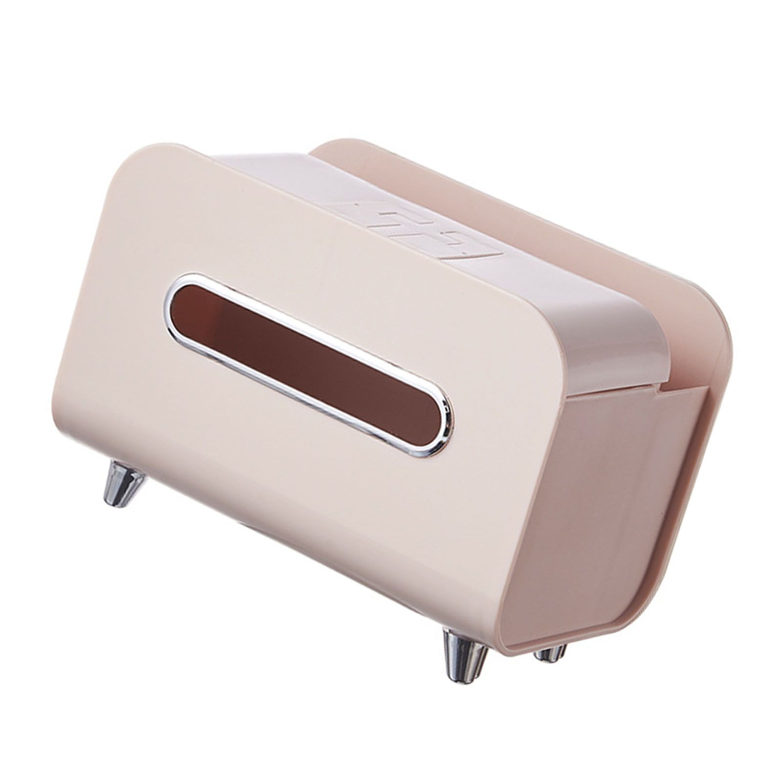 Desktop Tissue Box Multifunction Tissue Storage Dispenser with Phone Holder Remote Control Organizer Pink - Image 3