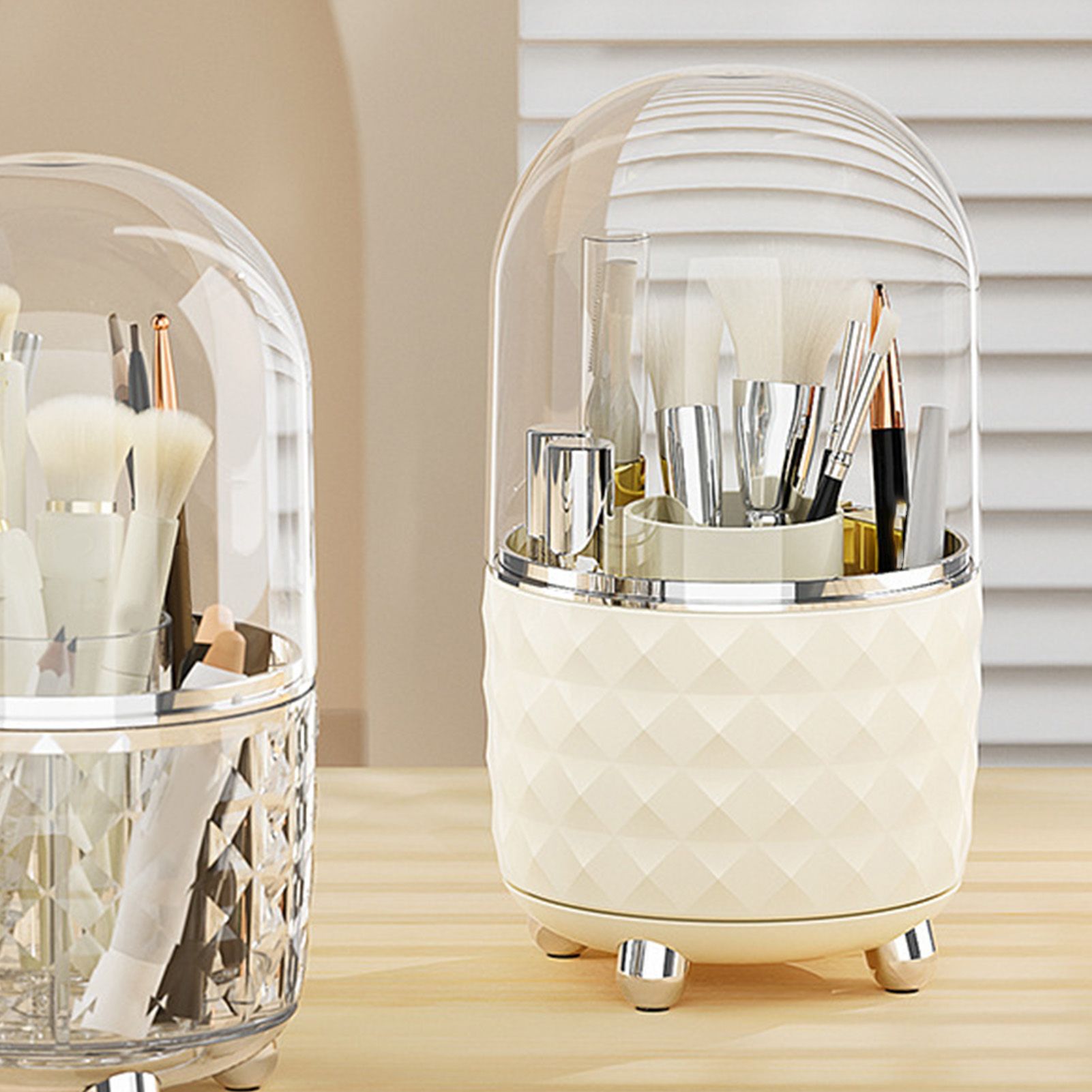 Rotating Pen Holder Desktop Makeup Brush Storage Organizer Plastic Home Decoration for Cosmetics Pencil White - Image 5