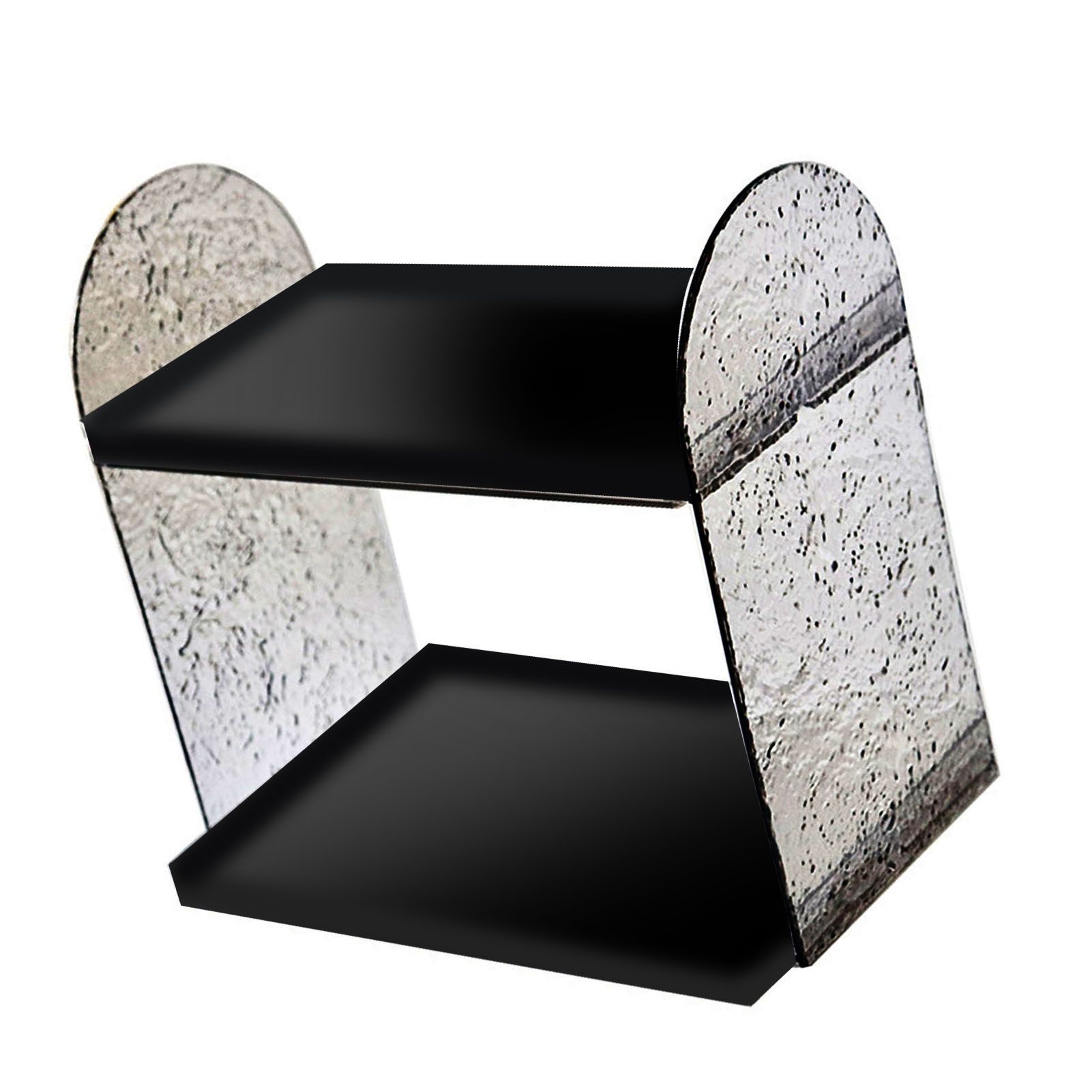 2 Tier Desk Organizer Double Layer Storage Rack Transparent Desktop Stand Holder for Stationery Cosmetic Glossy Black - Image 2