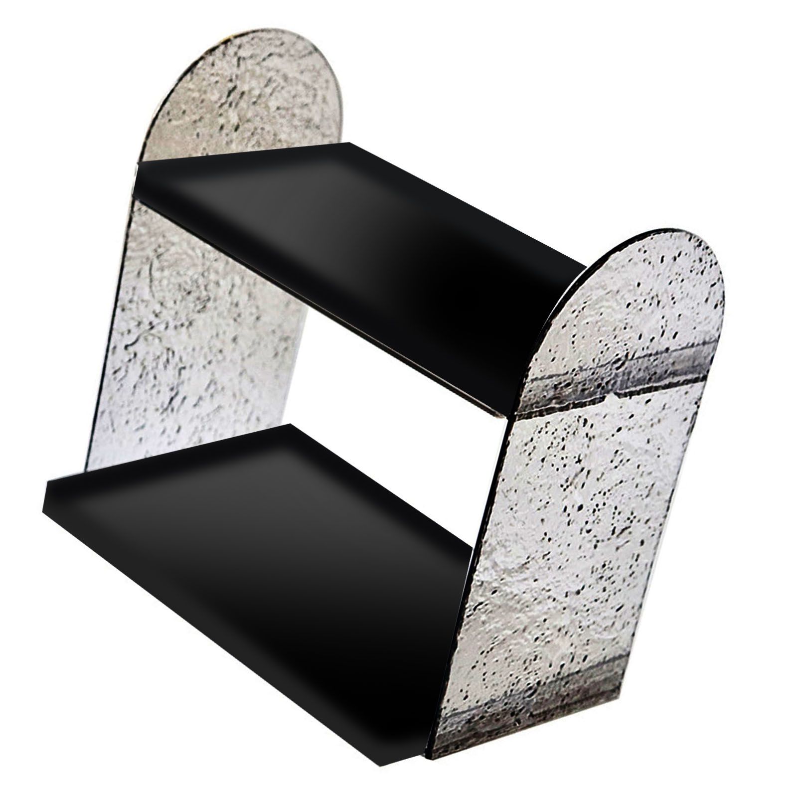 2 Tier Desk Organizer Double Layer Storage Rack Transparent Desktop Stand Holder for Stationery Cosmetic Glossy Black - Image 3