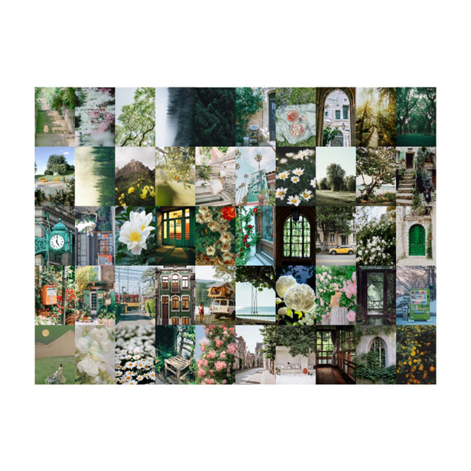 50PCS Nature Landscape Stickers Decorative Aesthetic Travel Scenery Scrapbooking Stickers for DIY Planner Journal Notebook Laptops Luggages Green - Image 1