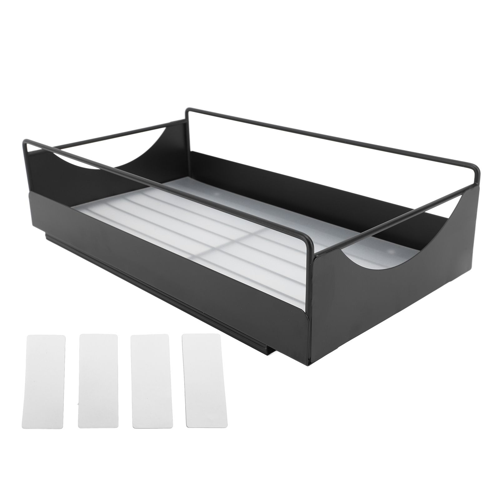 Pull Out Cabinet Organizer Carbon Steel Smooth Sliding Silent Slide Out Pantry Shelves for Bathroom Wardrobe Black M 227x401x85mm - Image 1
