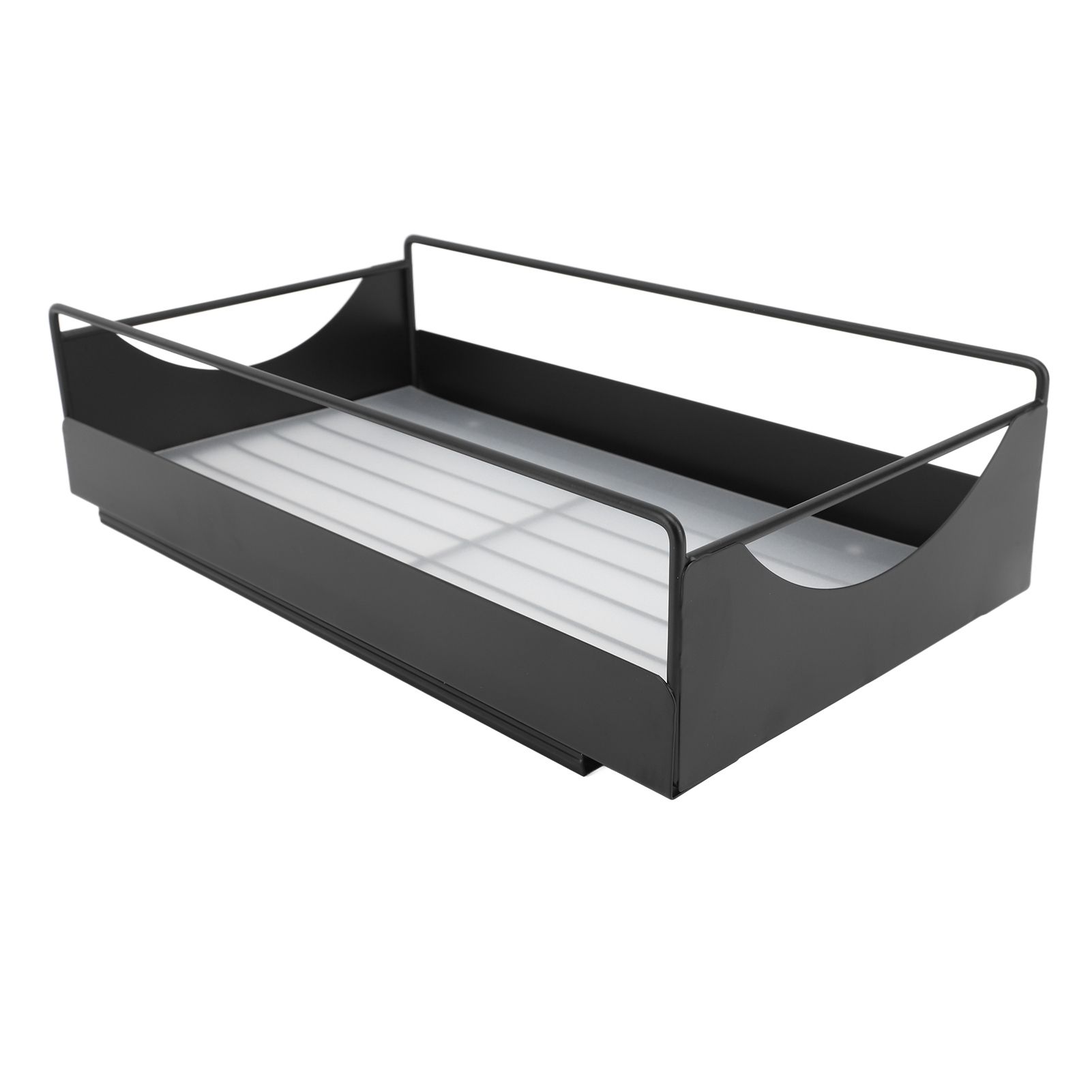 Pull Out Cabinet Organizer Carbon Steel Smooth Sliding Silent Slide Out Pantry Shelves for Bathroom Wardrobe Black M 227x401x85mm - Image 2