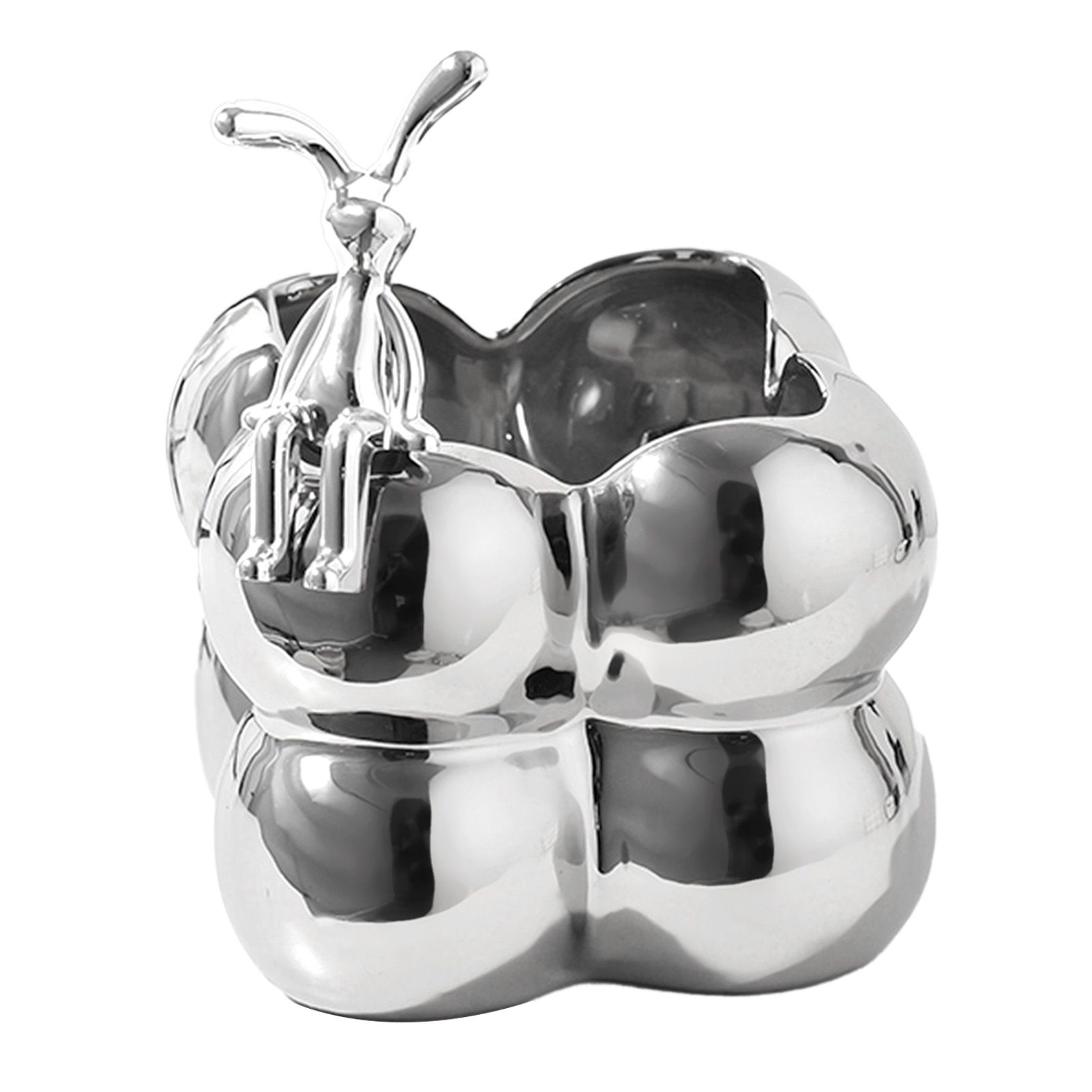 Storage Box Ceramic Modern Exquisite Rabbit Shape Decoration Multi Purpose Organizer Box for Cosmetics Keys Home Decor Silver - Image 1