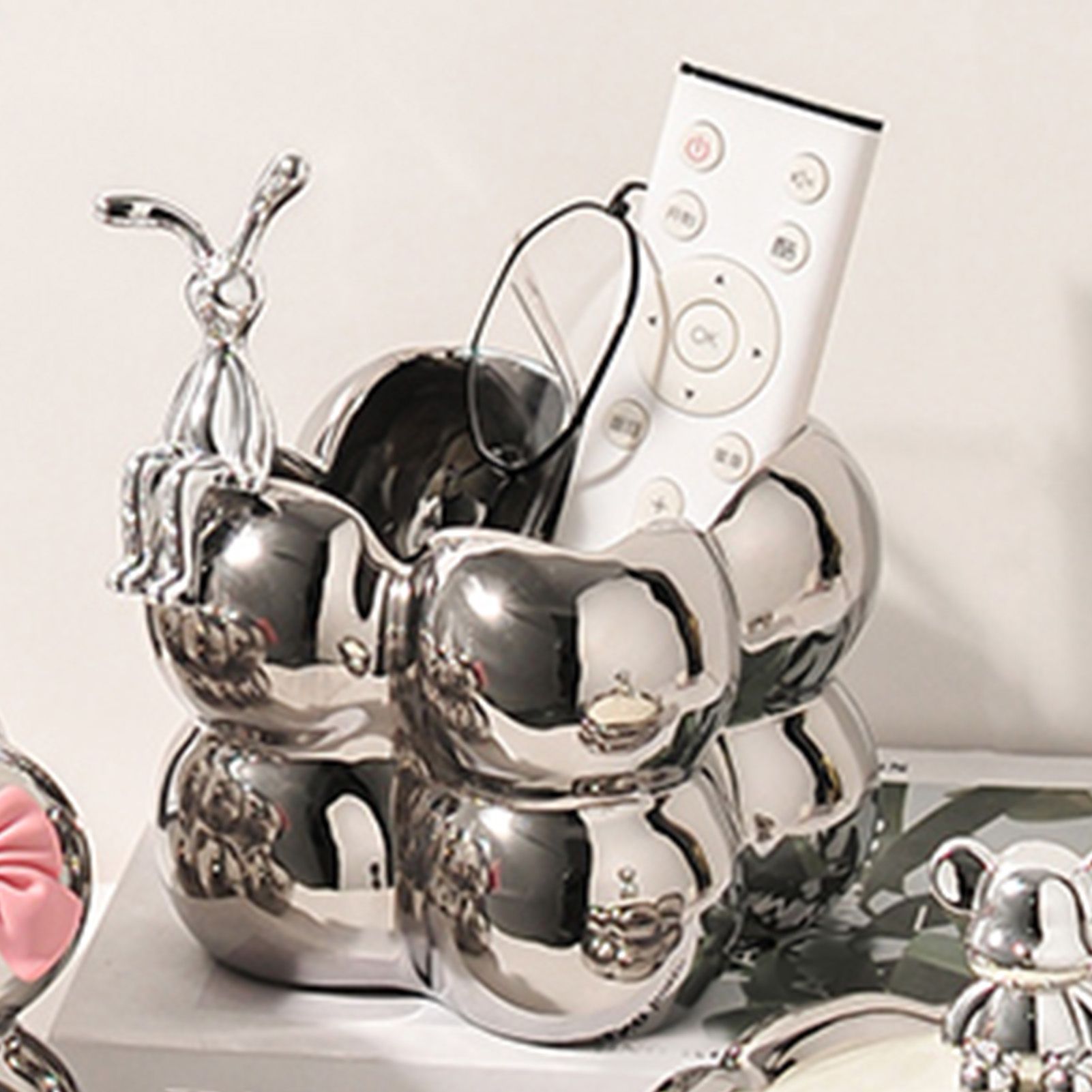 Storage Box Ceramic Modern Exquisite Rabbit Shape Decoration Multi Purpose Organizer Box for Cosmetics Keys Home Decor Silver - Image 7