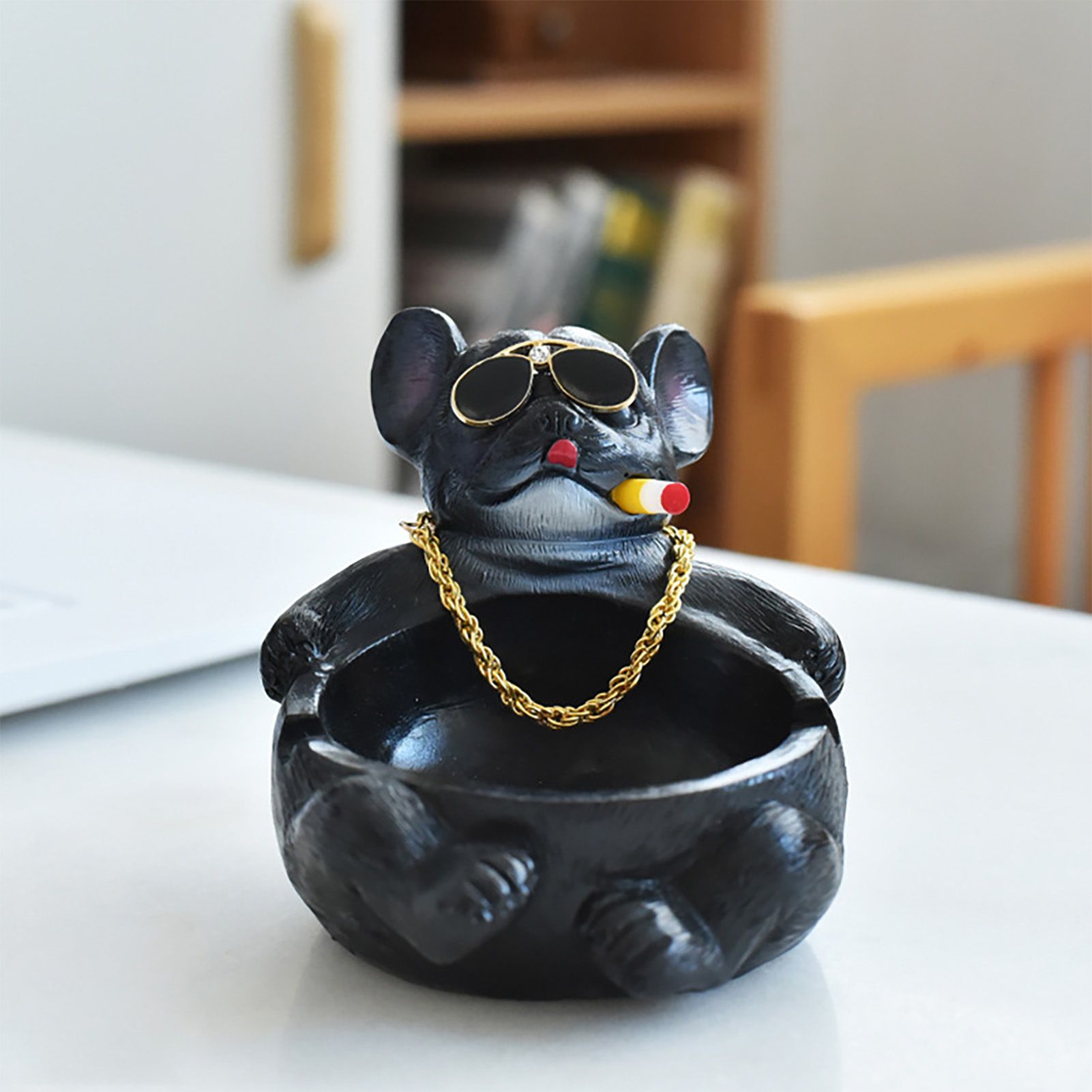 Cartoon Animal Ashtray Household Innovative Decorative Bully Dog Ashtray for Living Room Black - Image 5