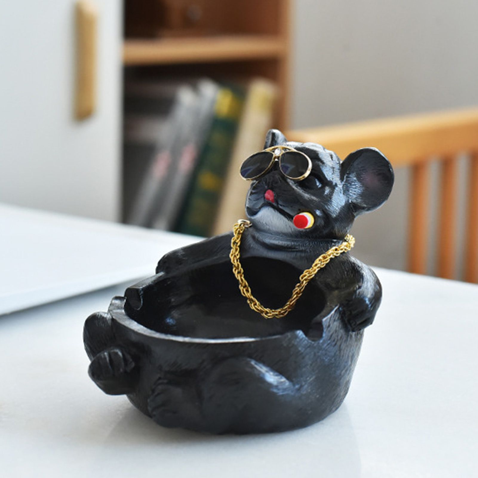 Cartoon Animal Ashtray Household Innovative Decorative Bully Dog Ashtray for Living Room Black - Image 6