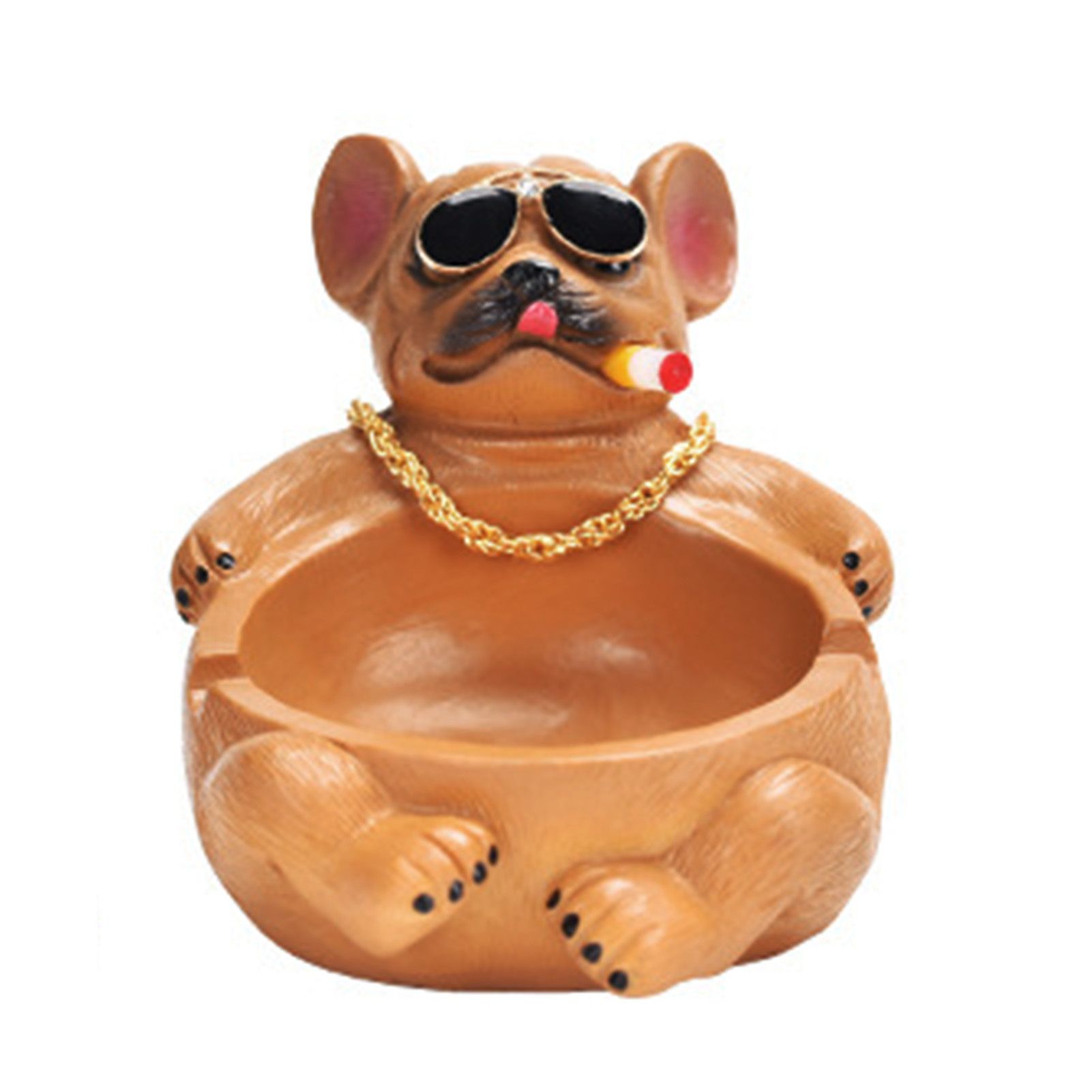 Cartoon Animal Ashtray Household Innovative Decorative Bully Dog Ashtray for Living Room Brown - Image 1