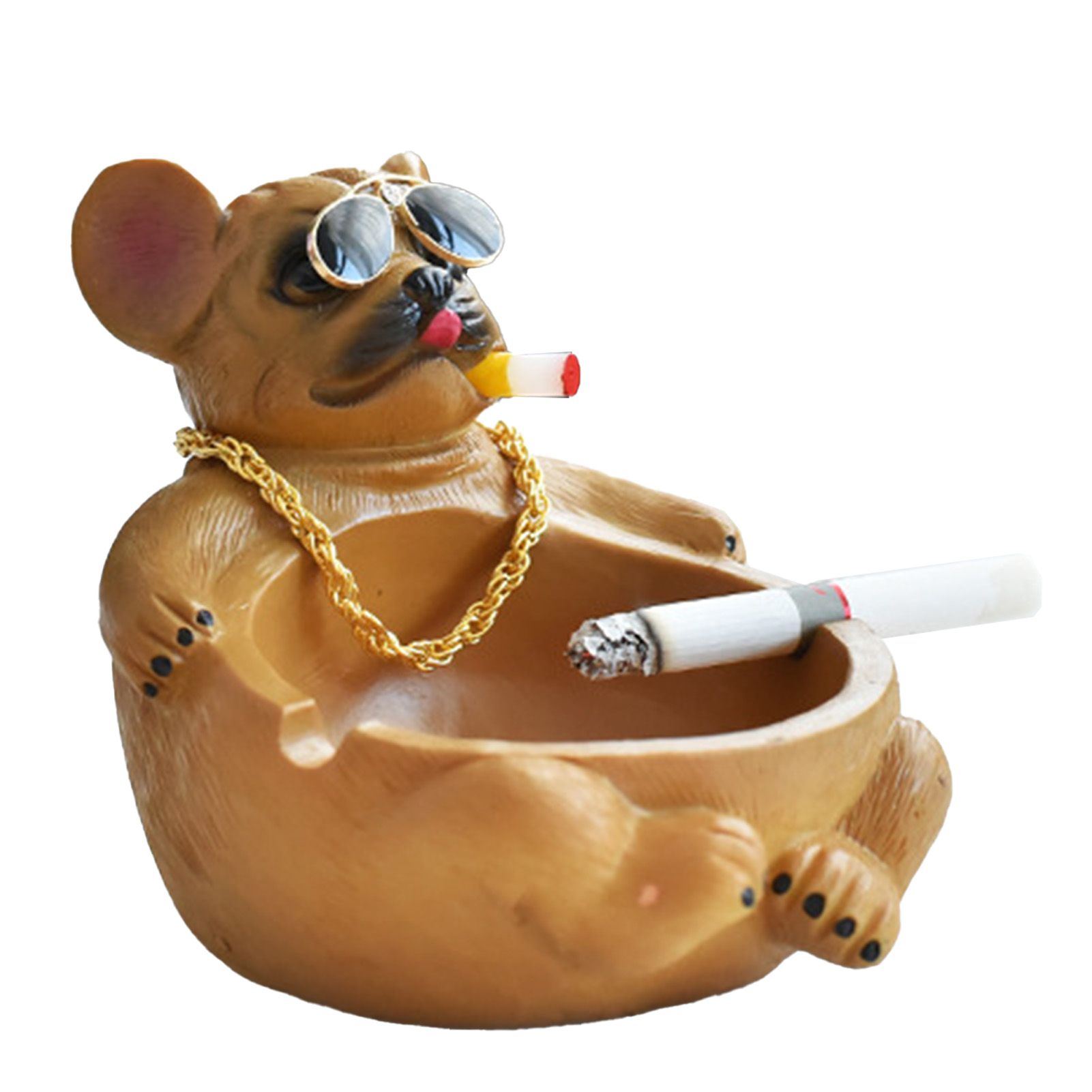 Cartoon Animal Ashtray Household Innovative Decorative Bully Dog Ashtray for Living Room Brown - Image 2