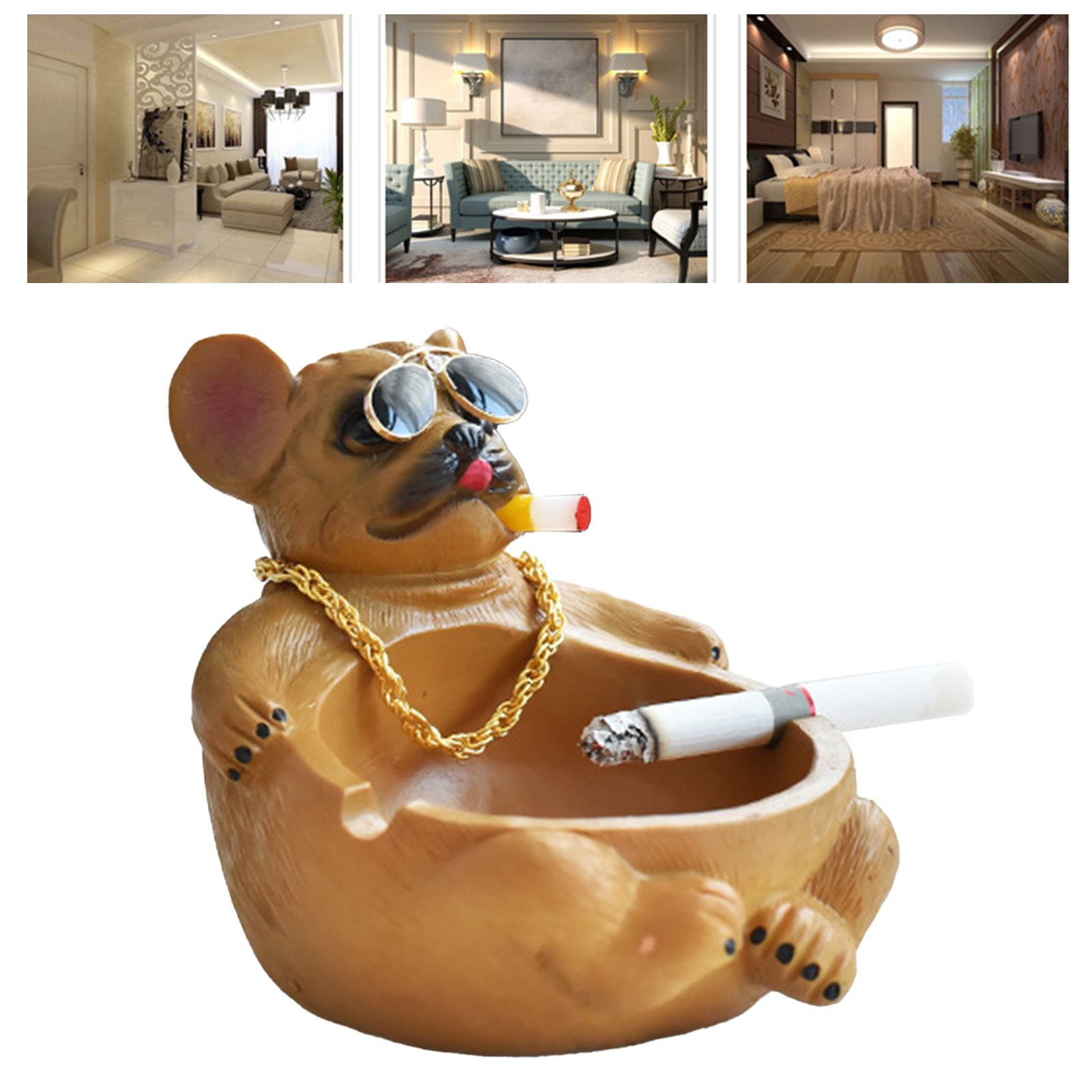 Cartoon Animal Ashtray Household Innovative Decorative Bully Dog Ashtray for Living Room Brown - Image 4