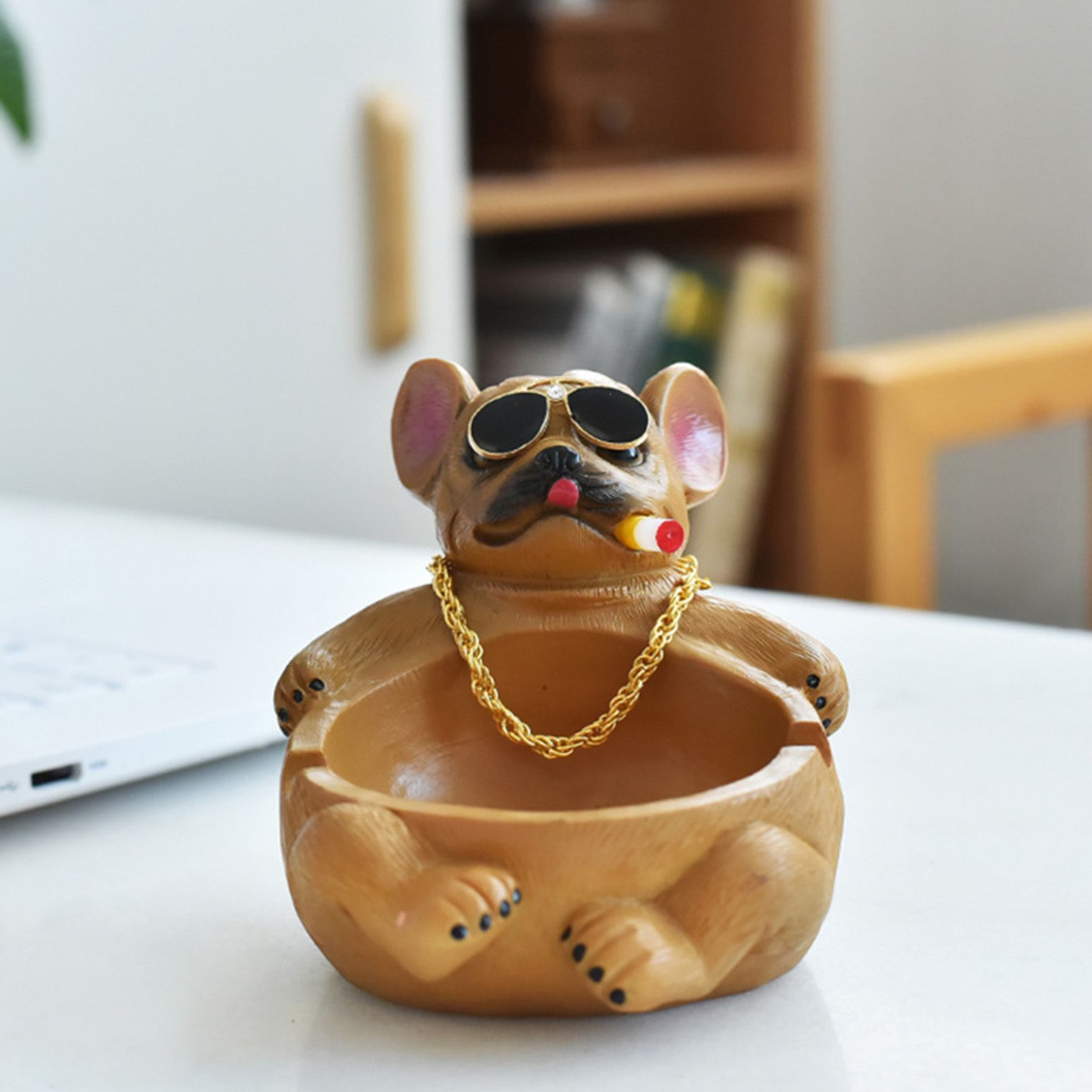 Cartoon Animal Ashtray Household Innovative Decorative Bully Dog Ashtray for Living Room Brown - Image 5