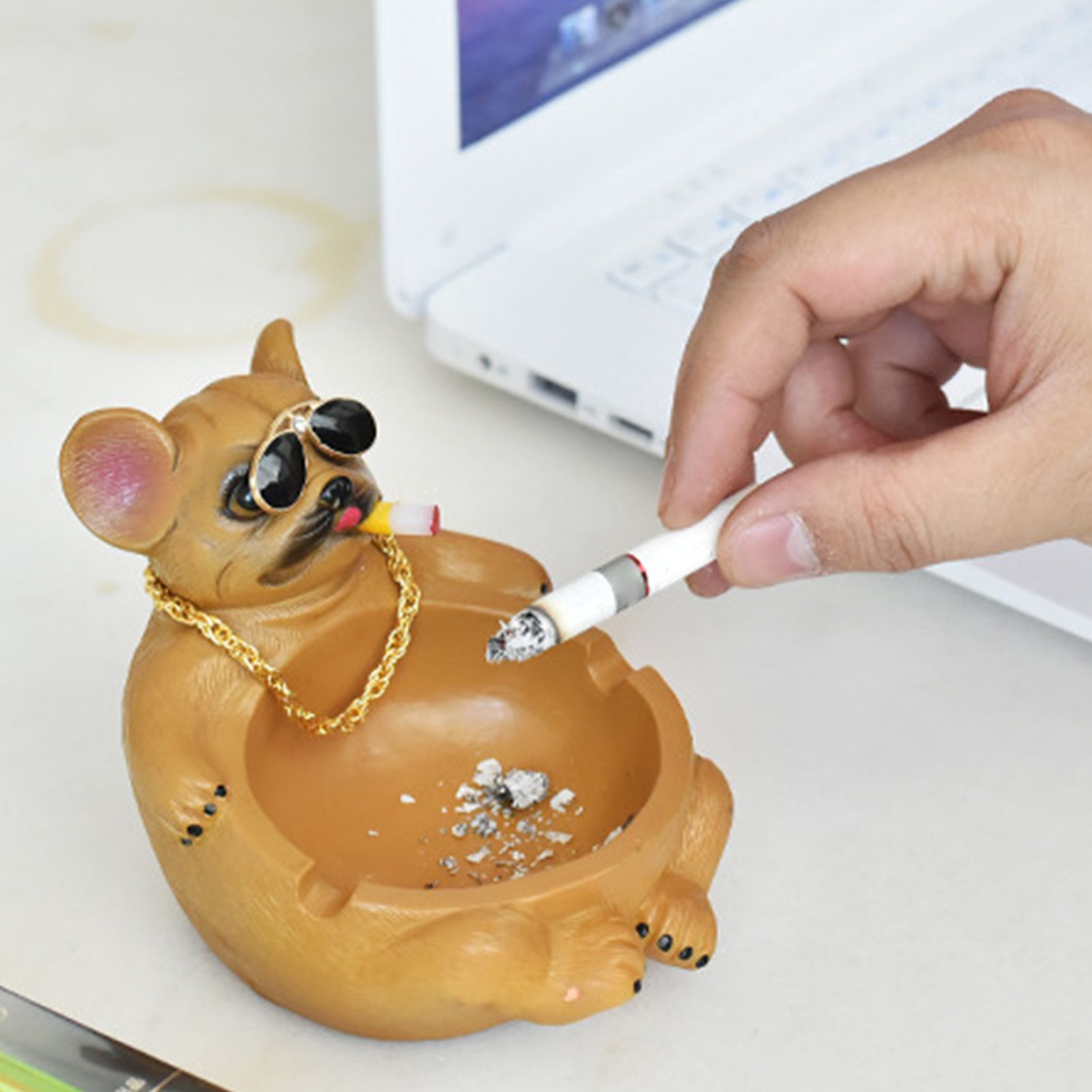 Cartoon Animal Ashtray Household Innovative Decorative Bully Dog Ashtray for Living Room Brown - Image 6