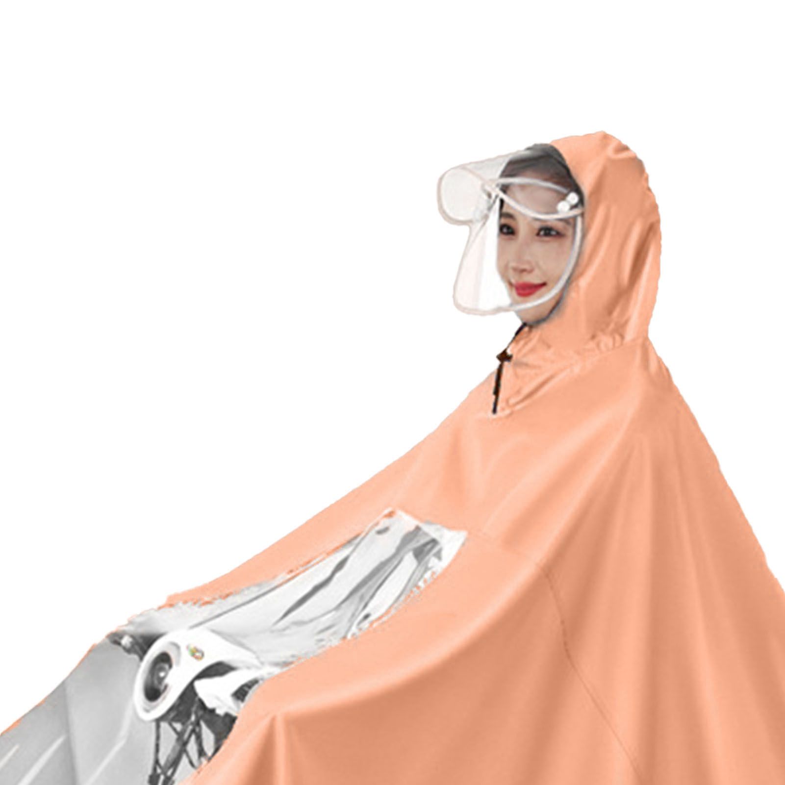 Electric Motorcycle Rain Cape Extended Full Body with Helmet Rainstorm Proof for Mobility Scooter Bicycle Cycling Orange XXXXL - Image 7