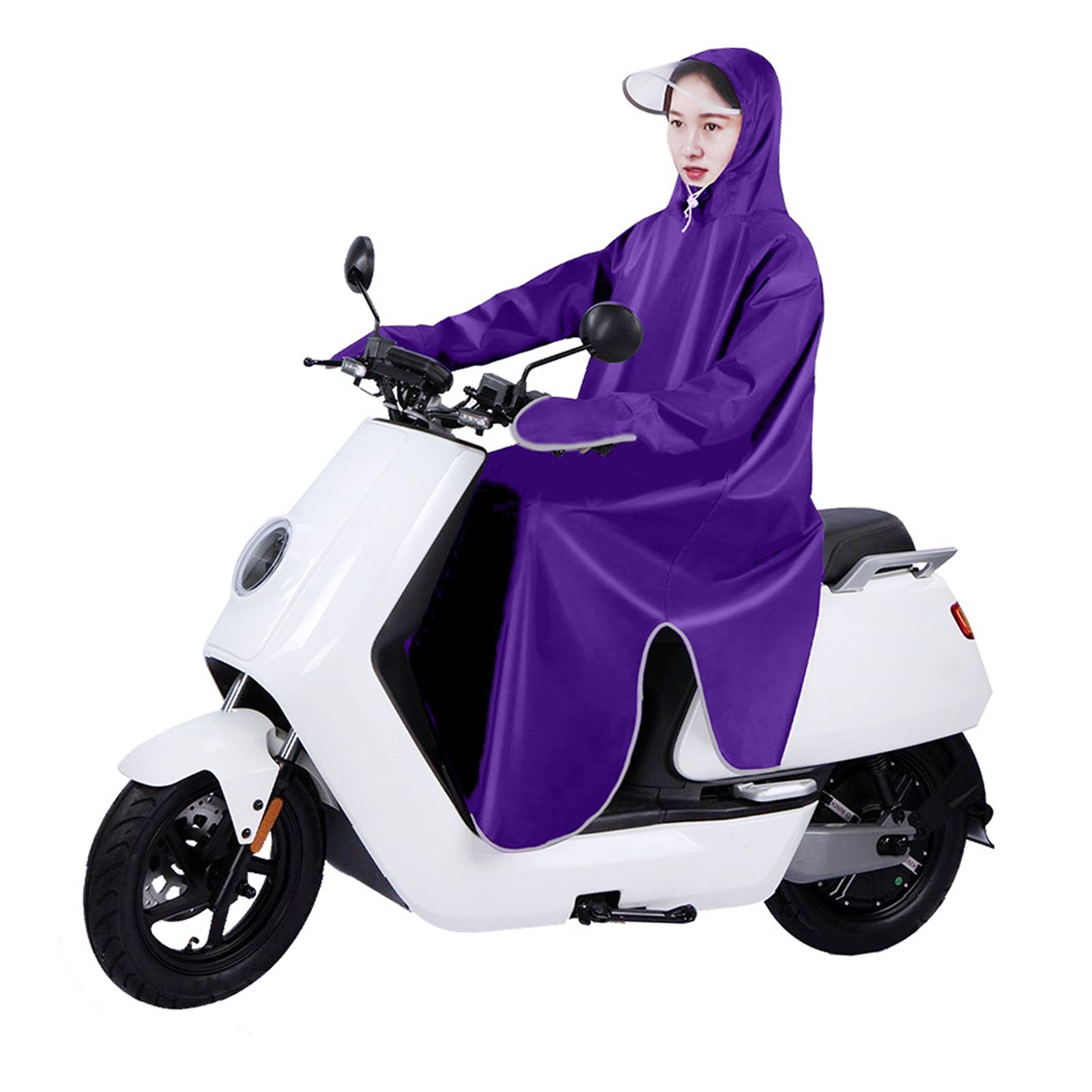 Electric Bike Raincoat Enlarged Protection Oxford Cloth Adults Sleeve Rain Poncho for Cycling Purple 5XL - Image 3