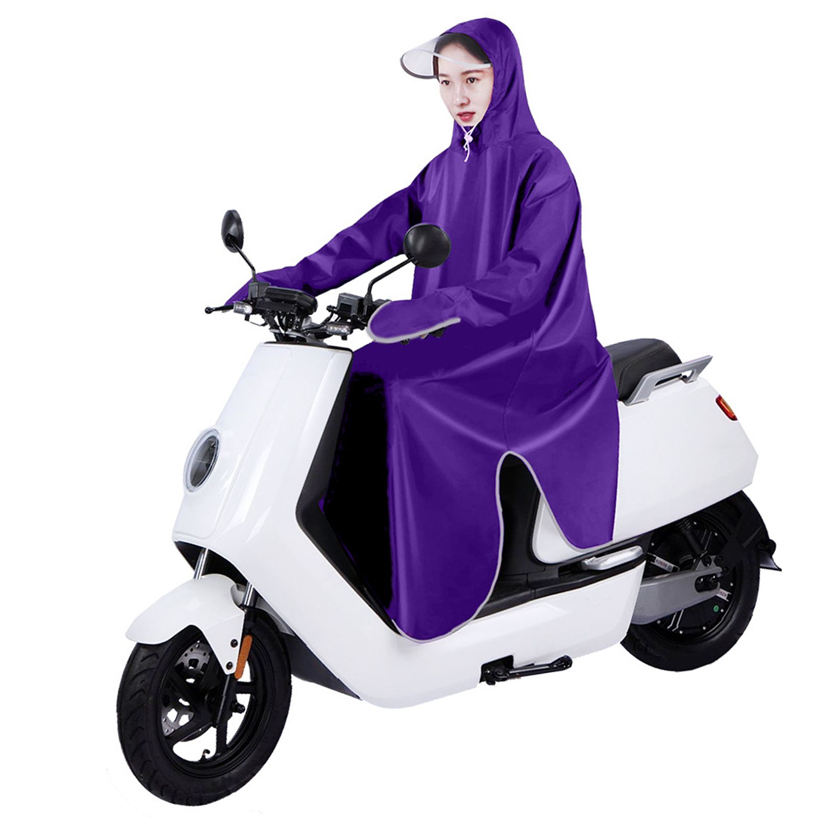 Electric Bike Raincoat Enlarged Protection Oxford Cloth Adults Sleeve Rain Poncho for Cycling Purple 5XL - Image 4