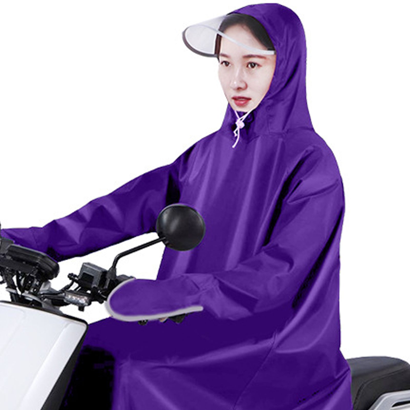 Electric Bike Raincoat Enlarged Protection Oxford Cloth Adults Sleeve Rain Poncho for Cycling Purple 5XL - Image 7