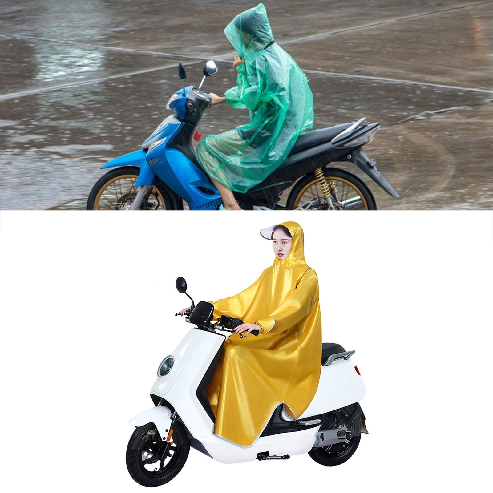 Electric Bike Raincoat Enlarged Protection Oxford Cloth Adults Sleeve Rain Poncho for Cycling Golden Yellow 5XL - Image 5