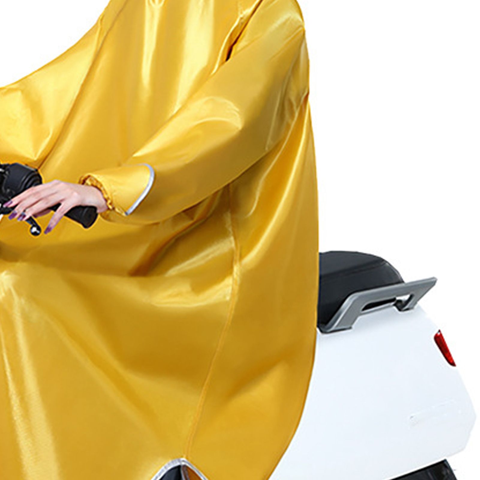 Electric Bike Raincoat Enlarged Protection Oxford Cloth Adults Sleeve Rain Poncho for Cycling Golden Yellow 5XL - Image 8