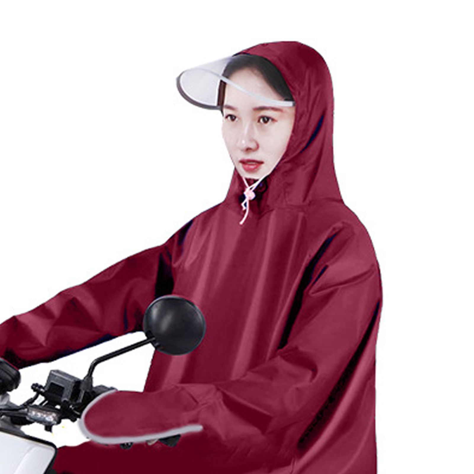 Electric Bike Raincoat Enlarged Protection Oxford Cloth Adults Sleeve Rain Poncho for Cycling Wine Red 5XL - Image 7