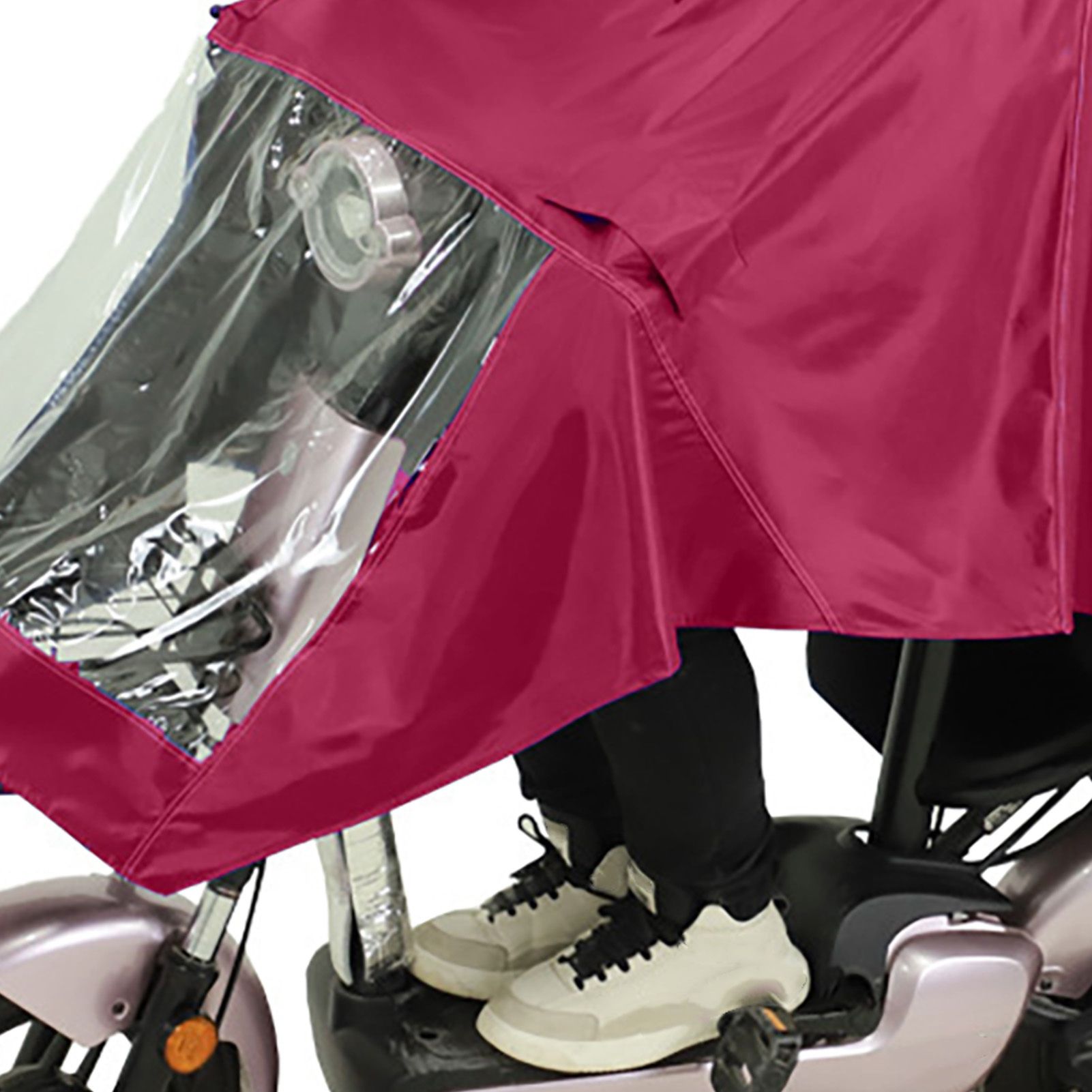 Motorcycle Rain Poncho Rainstorm Protection Unisex Single Oxford Cloth Motorcycle Adult Raincoat for Electric Bike Jujube Red - Image 7