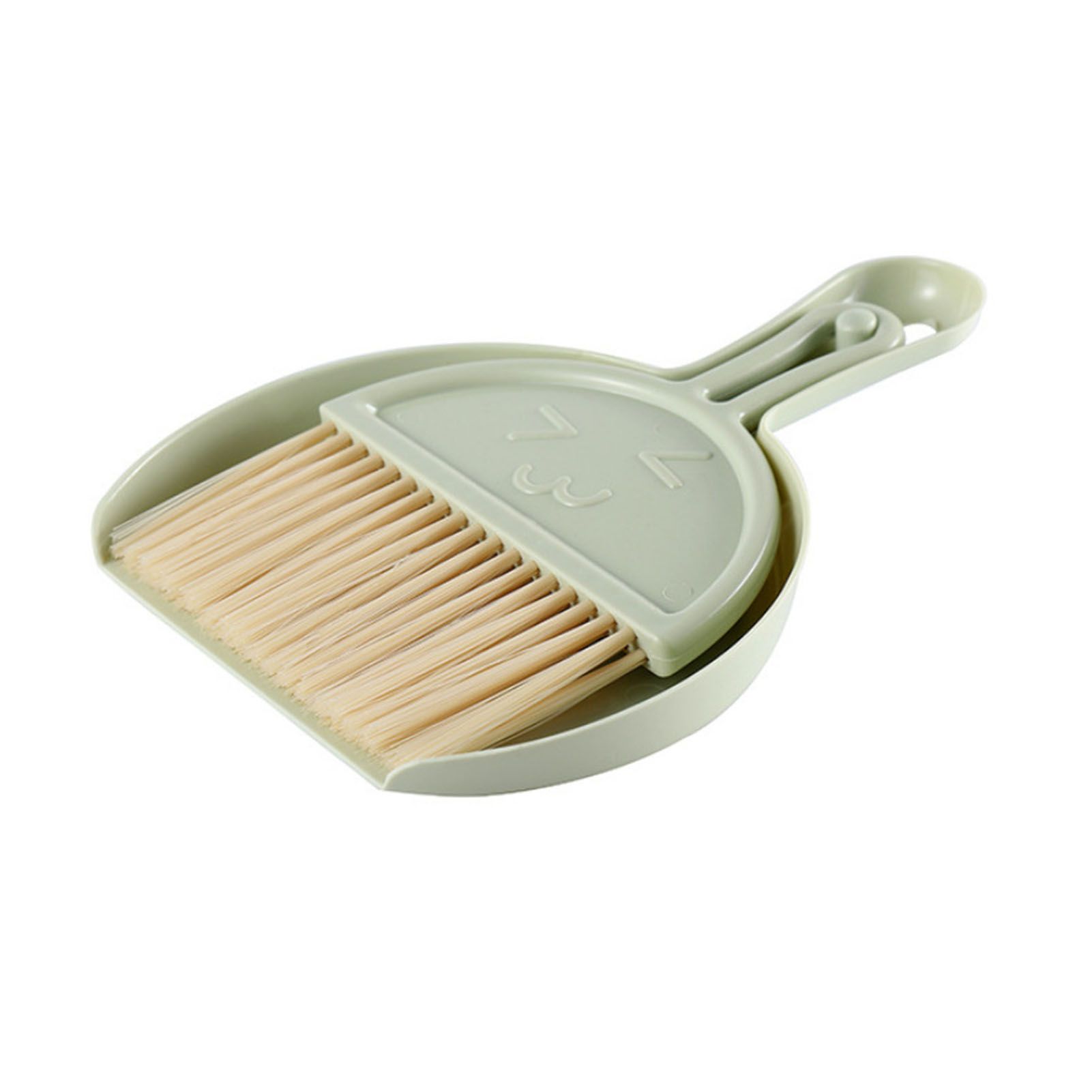 Mini Broom Dustpan Set Smile Face Plastic Handheld Efficient Cleaning Portable Tiny Brush Dustpan for Tabletop Office Green - Image 1
