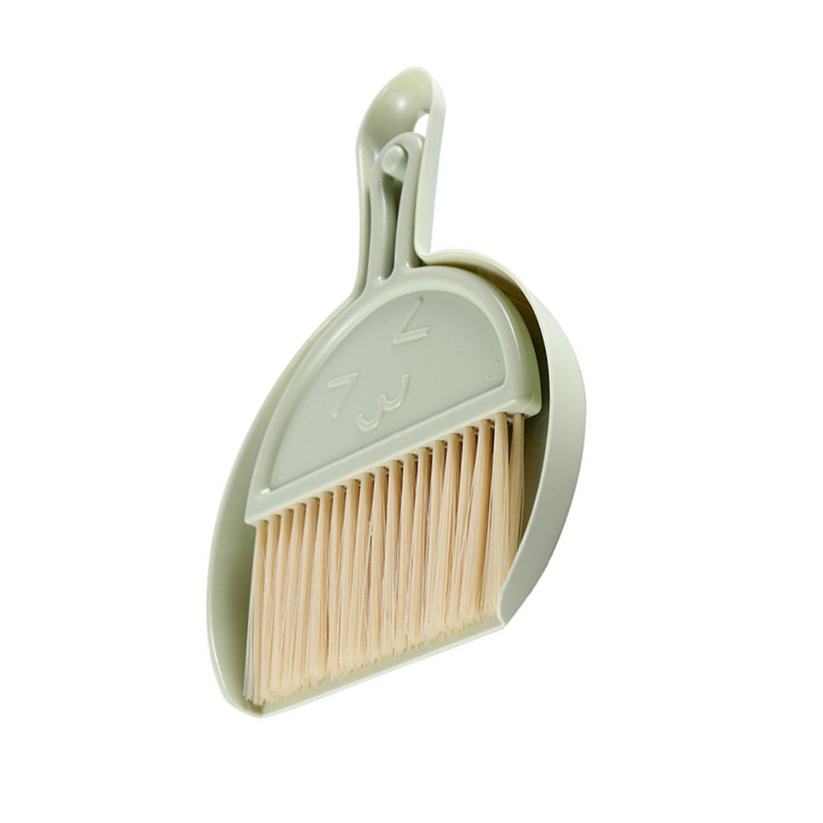Mini Broom Dustpan Set Smile Face Plastic Handheld Efficient Cleaning Portable Tiny Brush Dustpan for Tabletop Office Green - Image 2