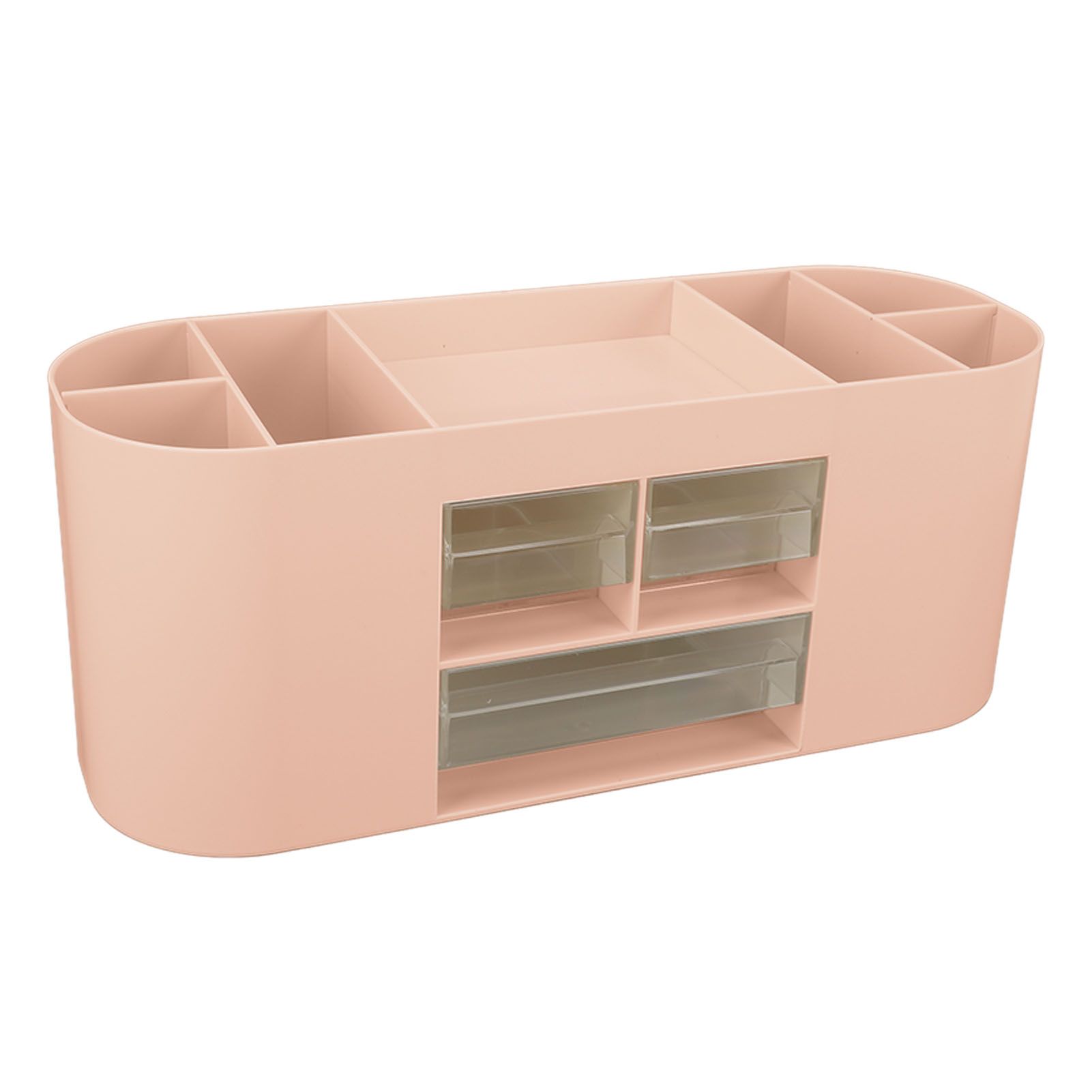 Pen Holder with Transparent Drawers Large Capacity Multiple Compartment Plastic Pencil Storage Organizer for Office Desk Pink - Image 1
