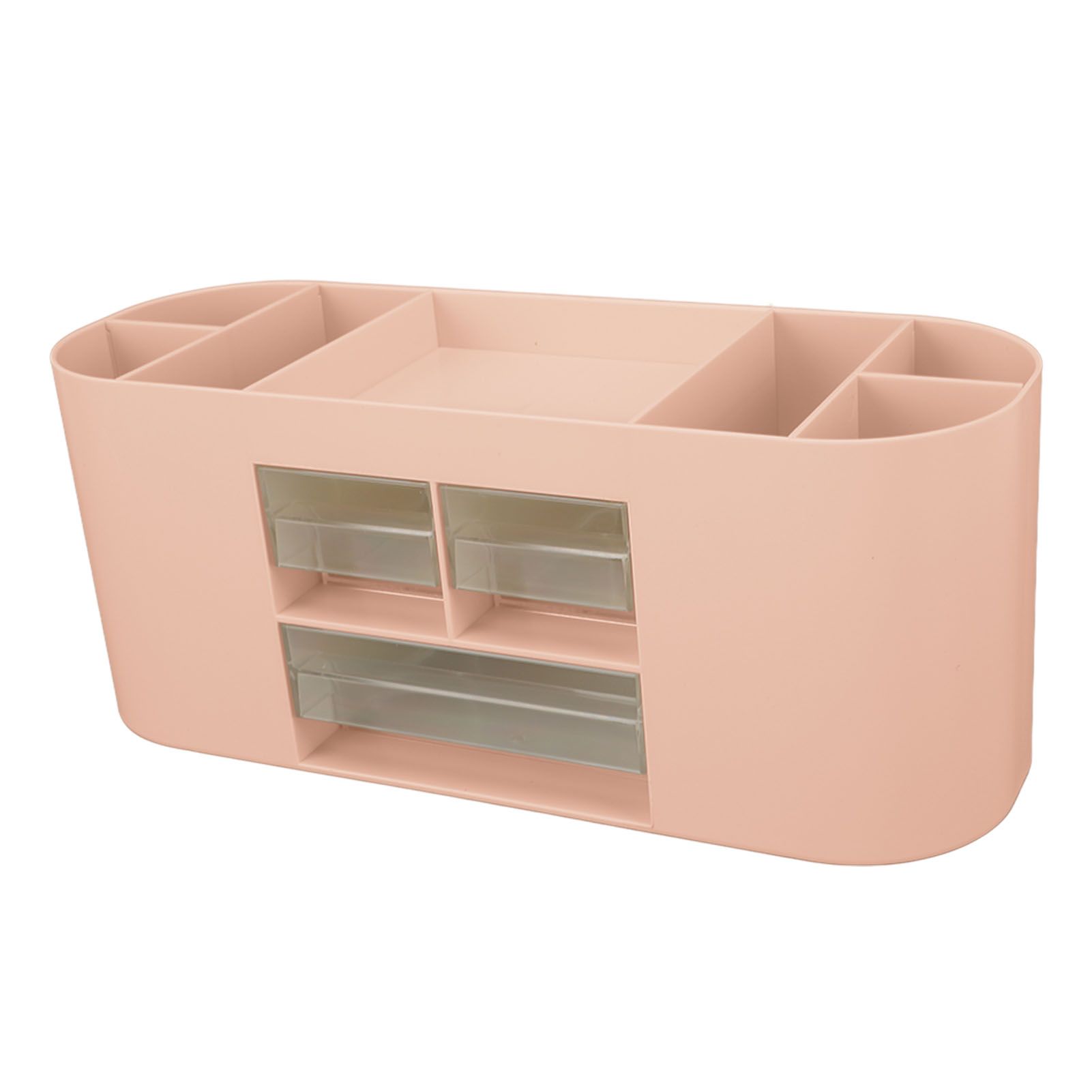 Pen Holder with Transparent Drawers Large Capacity Multiple Compartment Plastic Pencil Storage Organizer for Office Desk Pink - Image 2