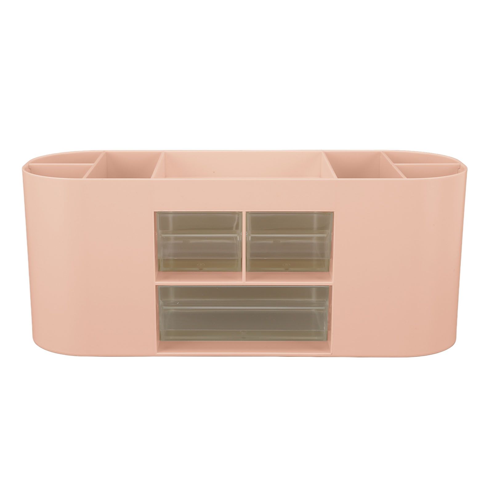 Pen Holder with Transparent Drawers Large Capacity Multiple Compartment Plastic Pencil Storage Organizer for Office Desk Pink - Image 3