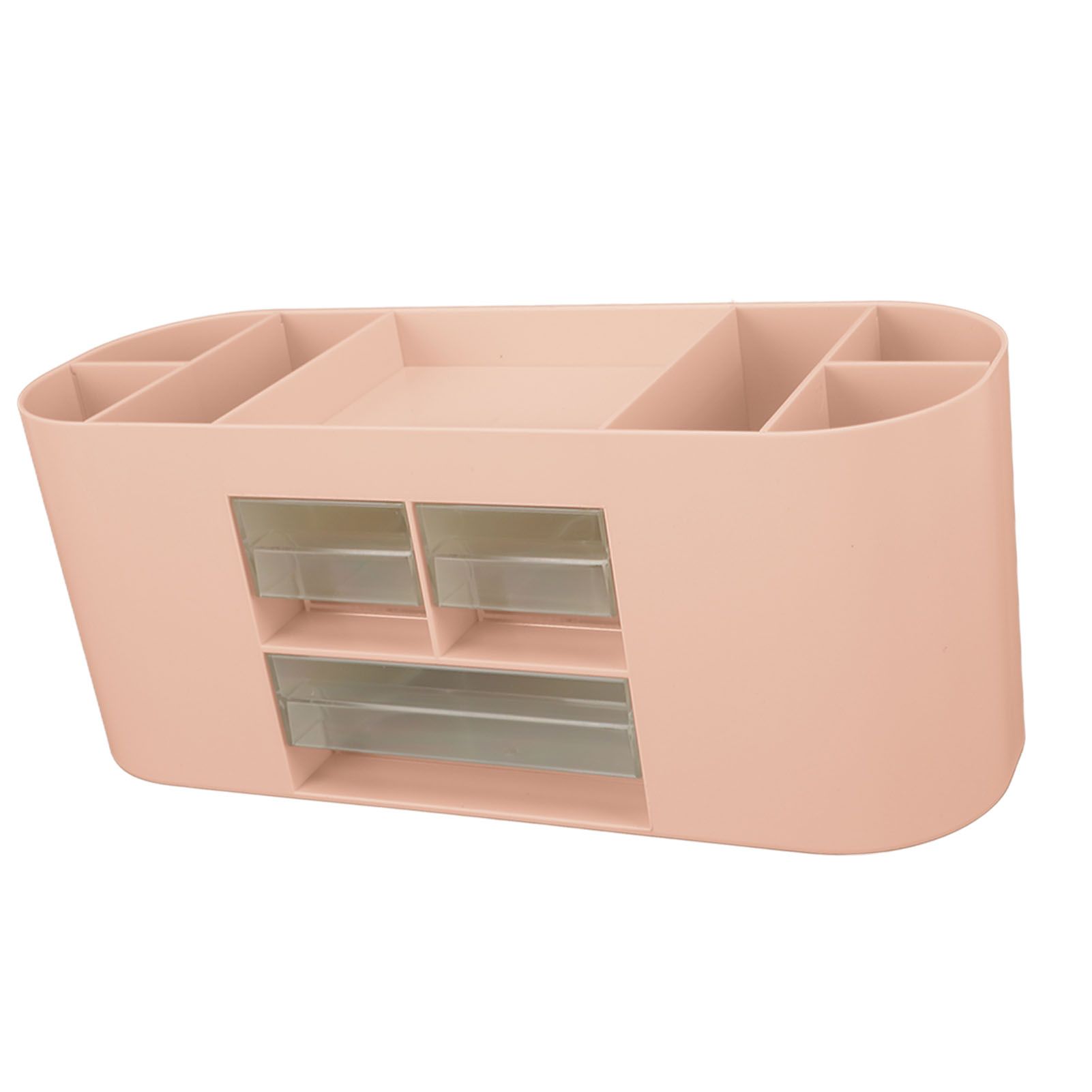 Pen Holder with Transparent Drawers Large Capacity Multiple Compartment Plastic Pencil Storage Organizer for Office Desk Pink - Image 4