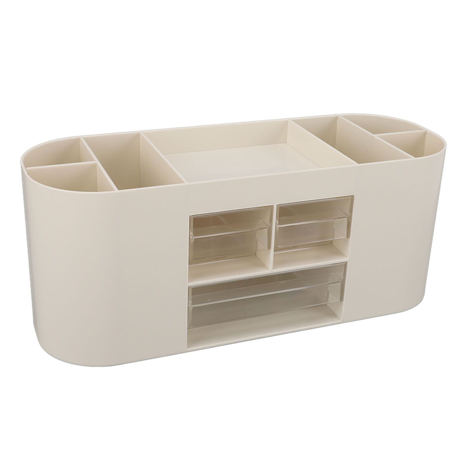 Pen Holder with Transparent Drawers Large Capacity Multiple Compartment Plastic Pencil Storage Organizer for Office Desk White - Image 1