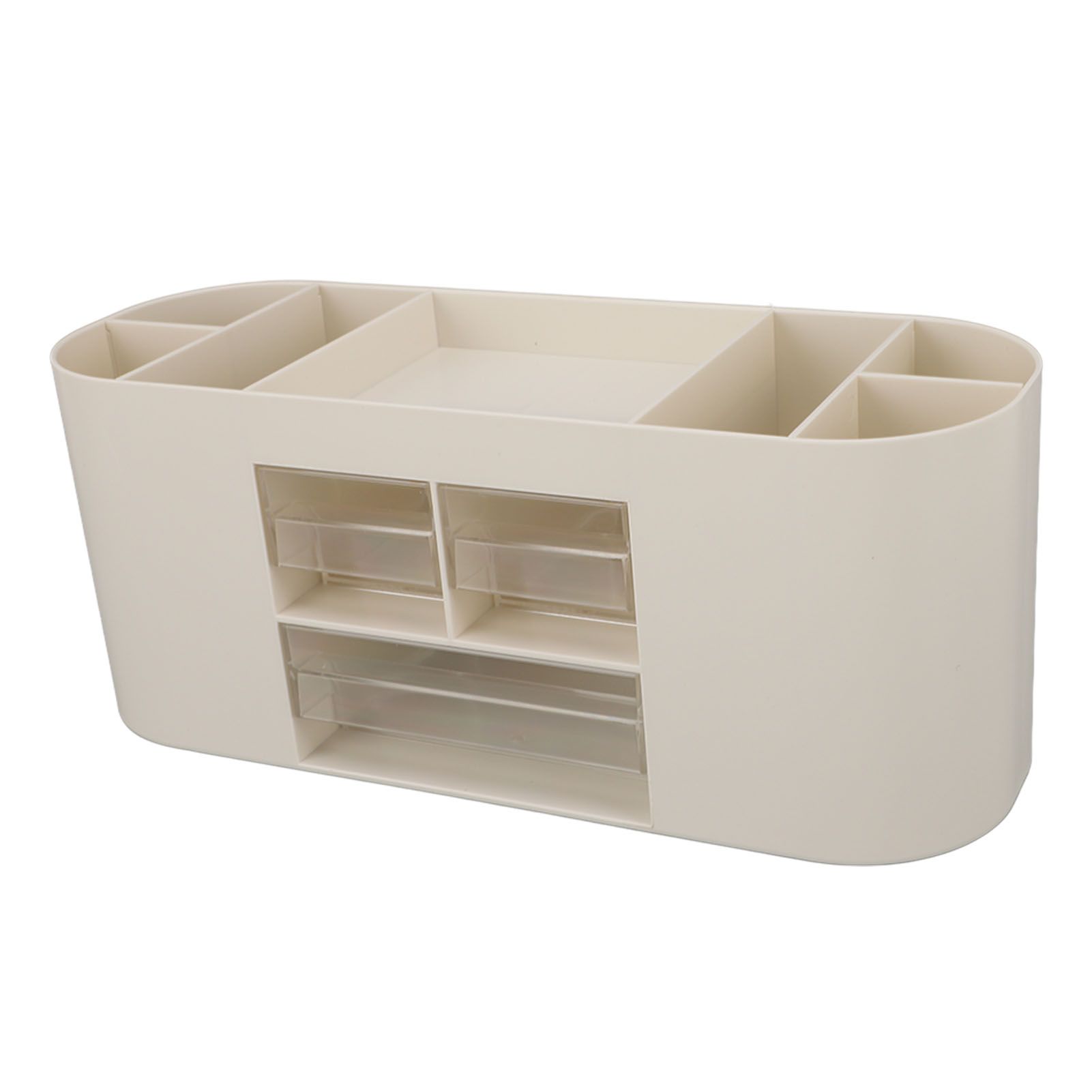 Pen Holder with Transparent Drawers Large Capacity Multiple Compartment Plastic Pencil Storage Organizer for Office Desk White - Image 2