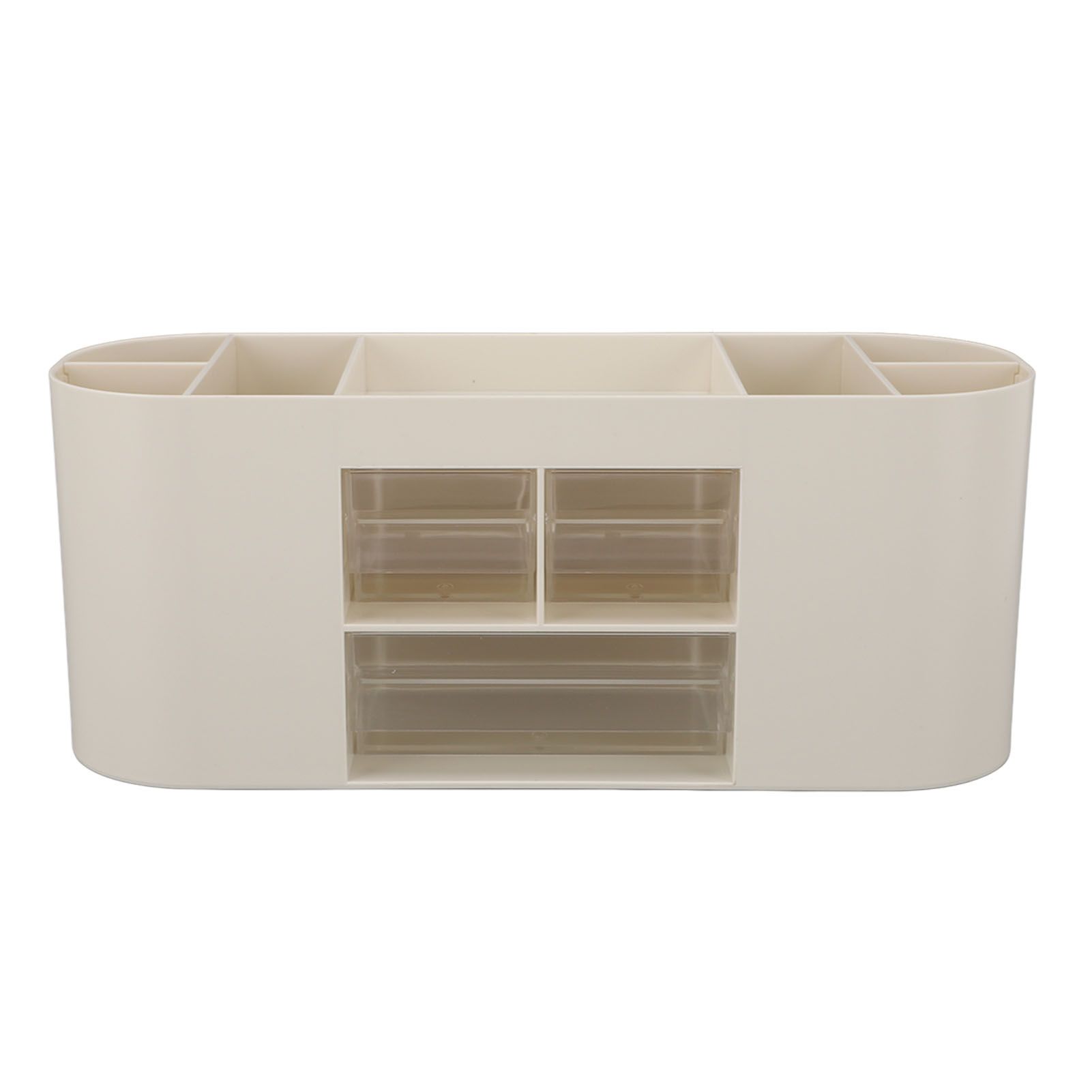 Pen Holder with Transparent Drawers Large Capacity Multiple Compartment Plastic Pencil Storage Organizer for Office Desk White - Image 3