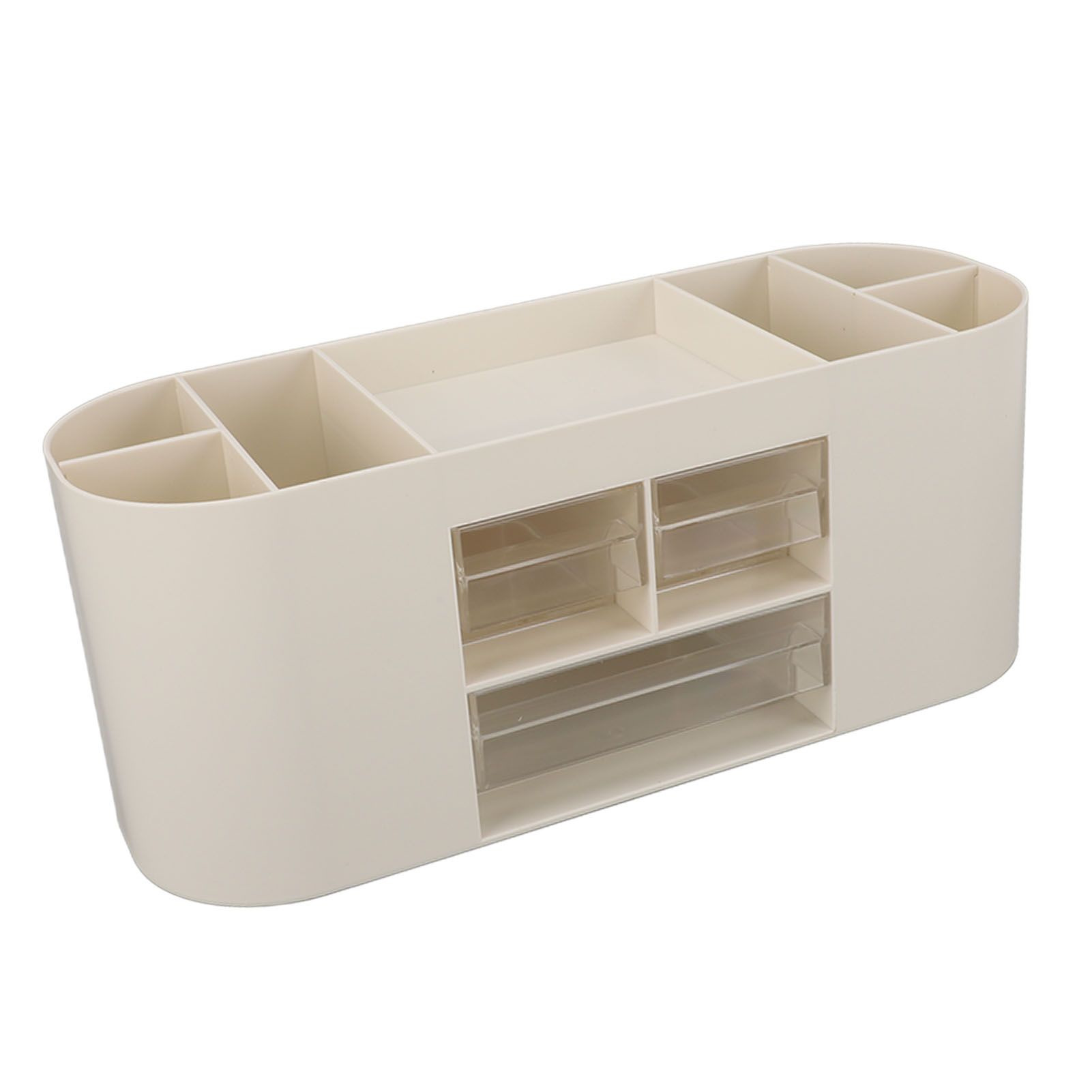 Pen Holder with Transparent Drawers Large Capacity Multiple Compartment Plastic Pencil Storage Organizer for Office Desk White - Image 5