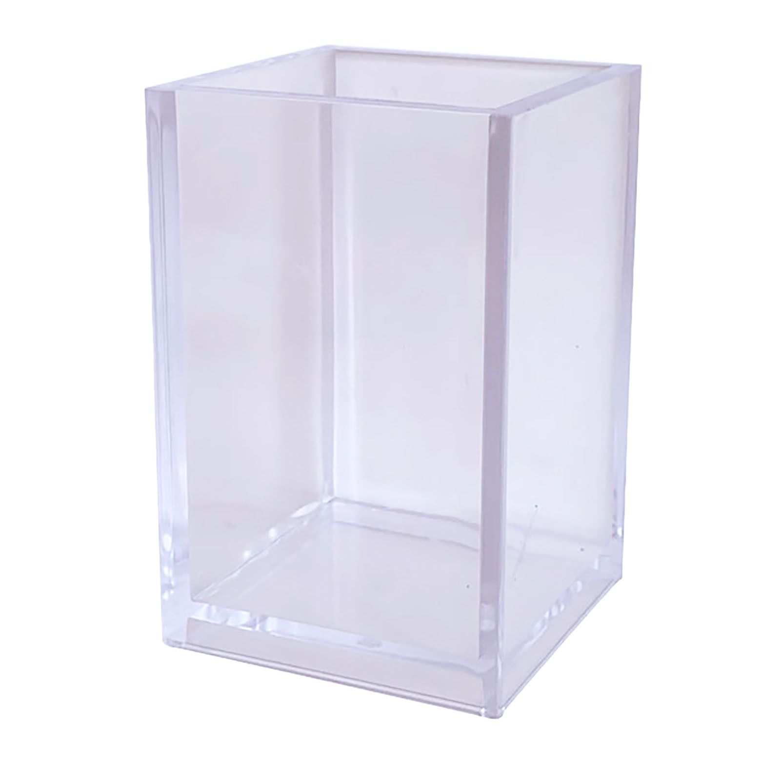 Acrylic Pencil Pen Holder Cup Transparent Clear Makeup Brush Storage Box Desktop Stationery Organizer for Office School Home - Image 1