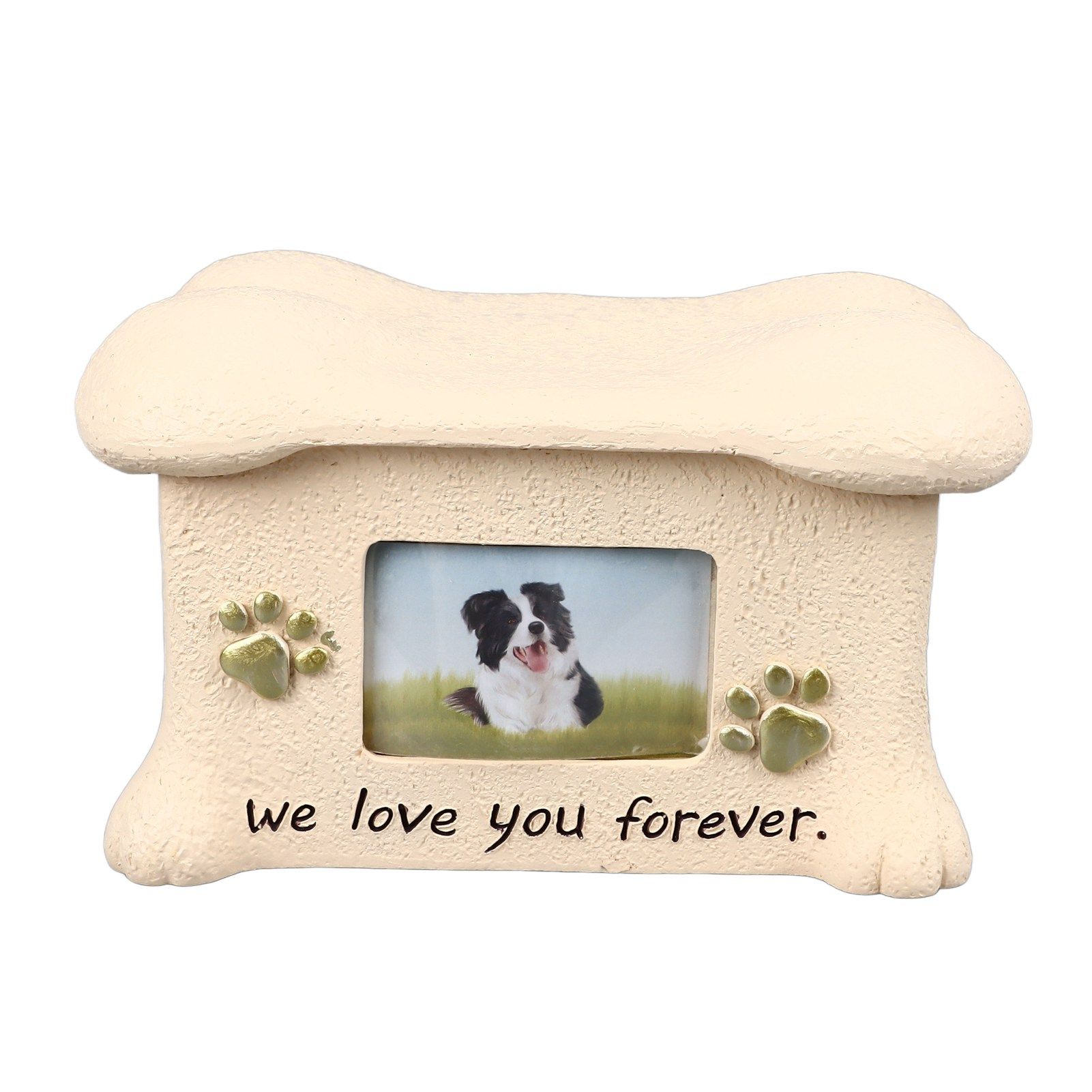 Pet Memorial Urns for Dog Ashes Pet Urns Box Dog Ashes Keepsake Box Dog Urn With 2 Paws Photo Display Bone Shaped Lid - Image 1
