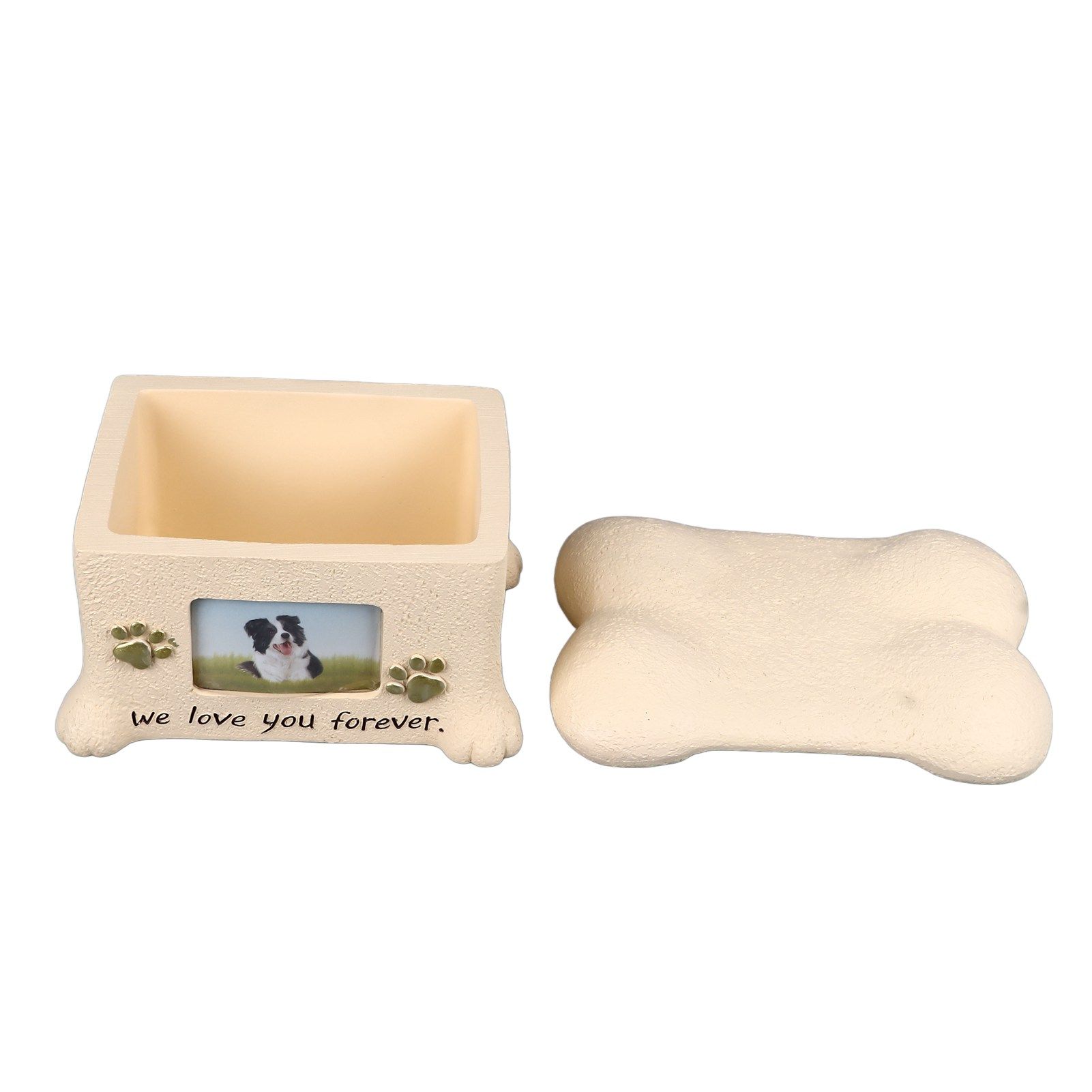 Pet Memorial Urns for Dog Ashes Pet Urns Box Dog Ashes Keepsake Box Dog Urn With 2 Paws Photo Display Bone Shaped Lid - Image 2