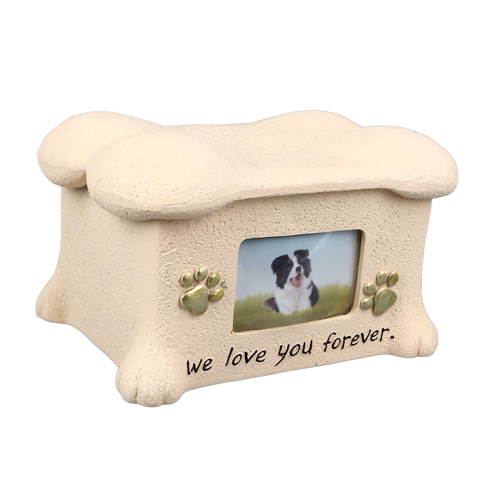 Pet Memorial Urns for Dog Ashes Pet Urns Box Dog Ashes Keepsake Box Dog Urn With 2 Paws Photo Display Bone Shaped Lid - Image 3