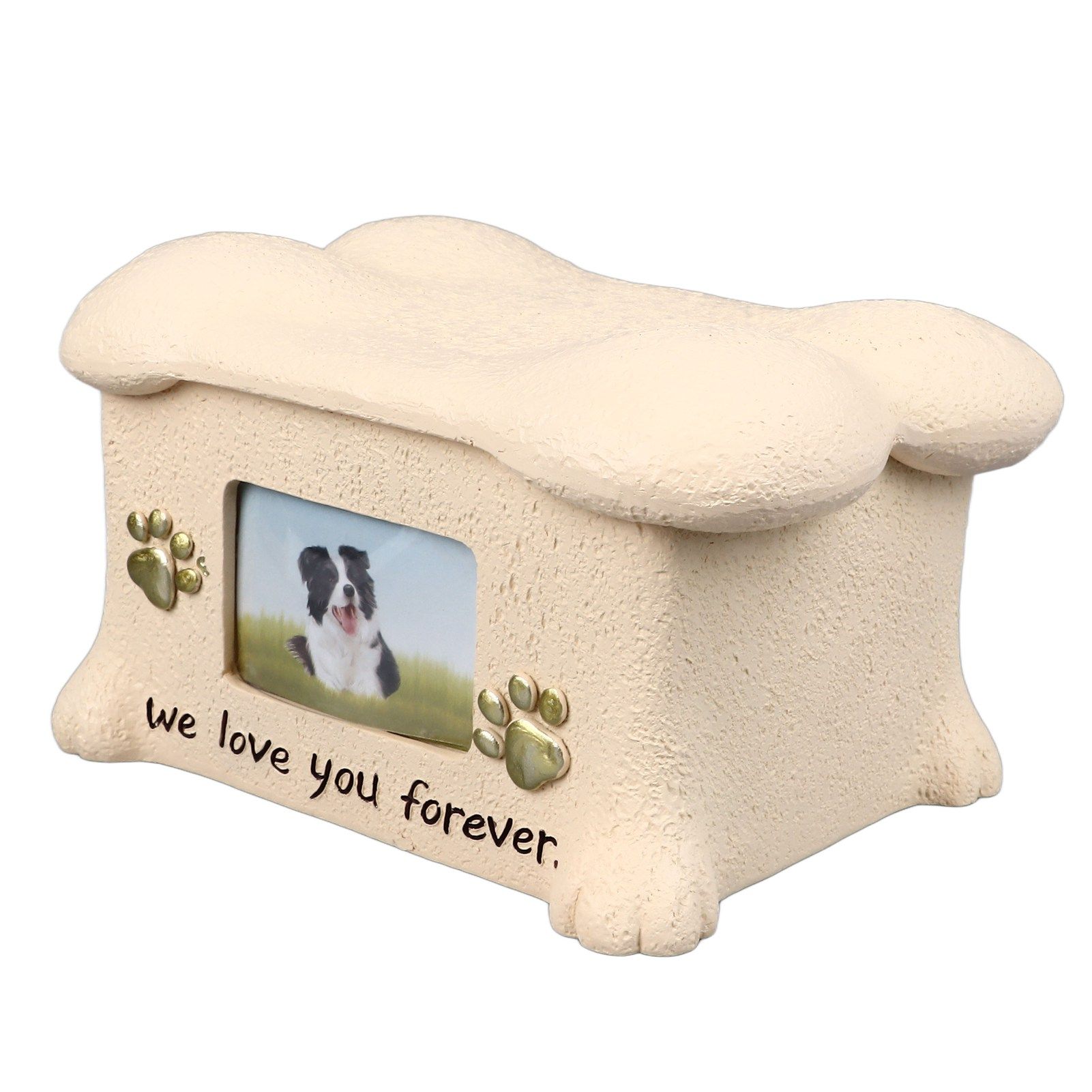 Pet Memorial Urns for Dog Ashes Pet Urns Box Dog Ashes Keepsake Box Dog Urn With 2 Paws Photo Display Bone Shaped Lid - Image 4