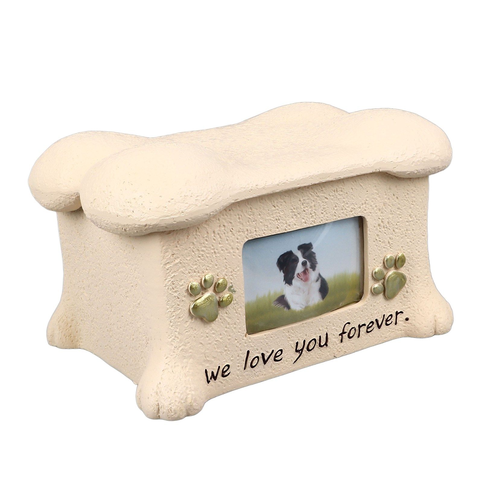 Pet Memorial Urns for Dog Ashes Pet Urns Box Dog Ashes Keepsake Box Dog Urn With 2 Paws Photo Display Bone Shaped Lid - Image 8