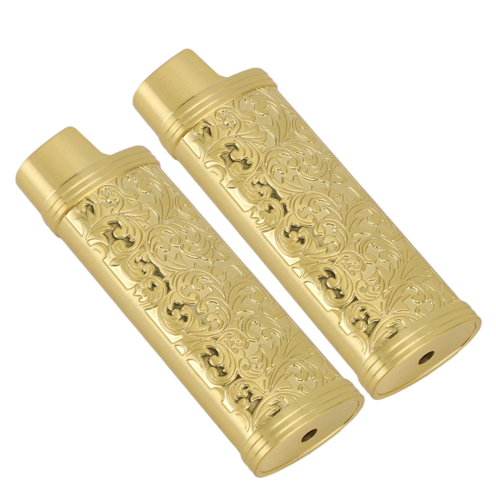 2PCS Lighter Case Cover Vintage Style Floral Stamped Zinc Alloy Shell for Lighter Protection Gold - Image 4