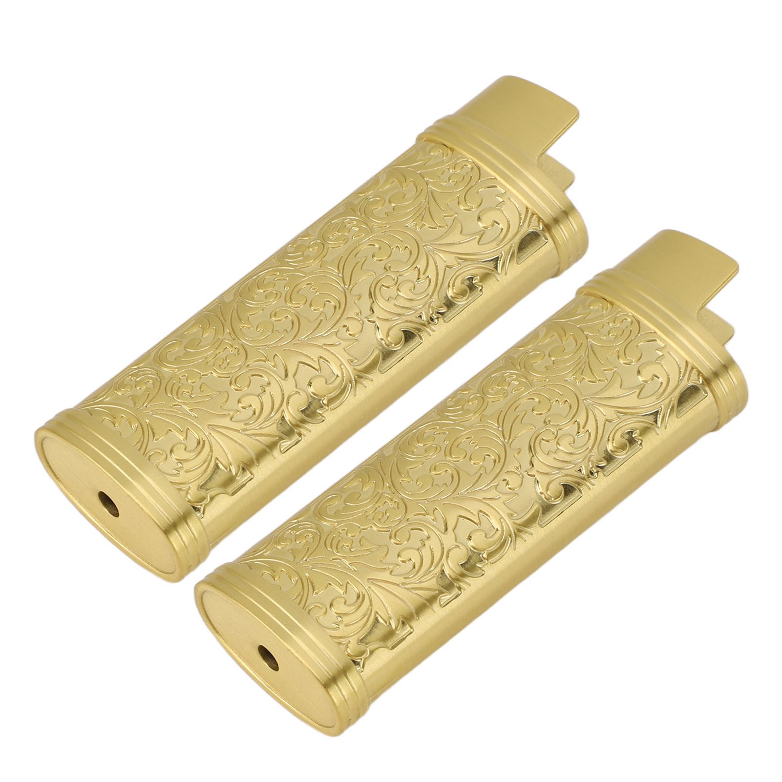 2PCS Lighter Case Cover Vintage Style Floral Stamped Zinc Alloy Shell for Lighter Protection Gold - Image 5