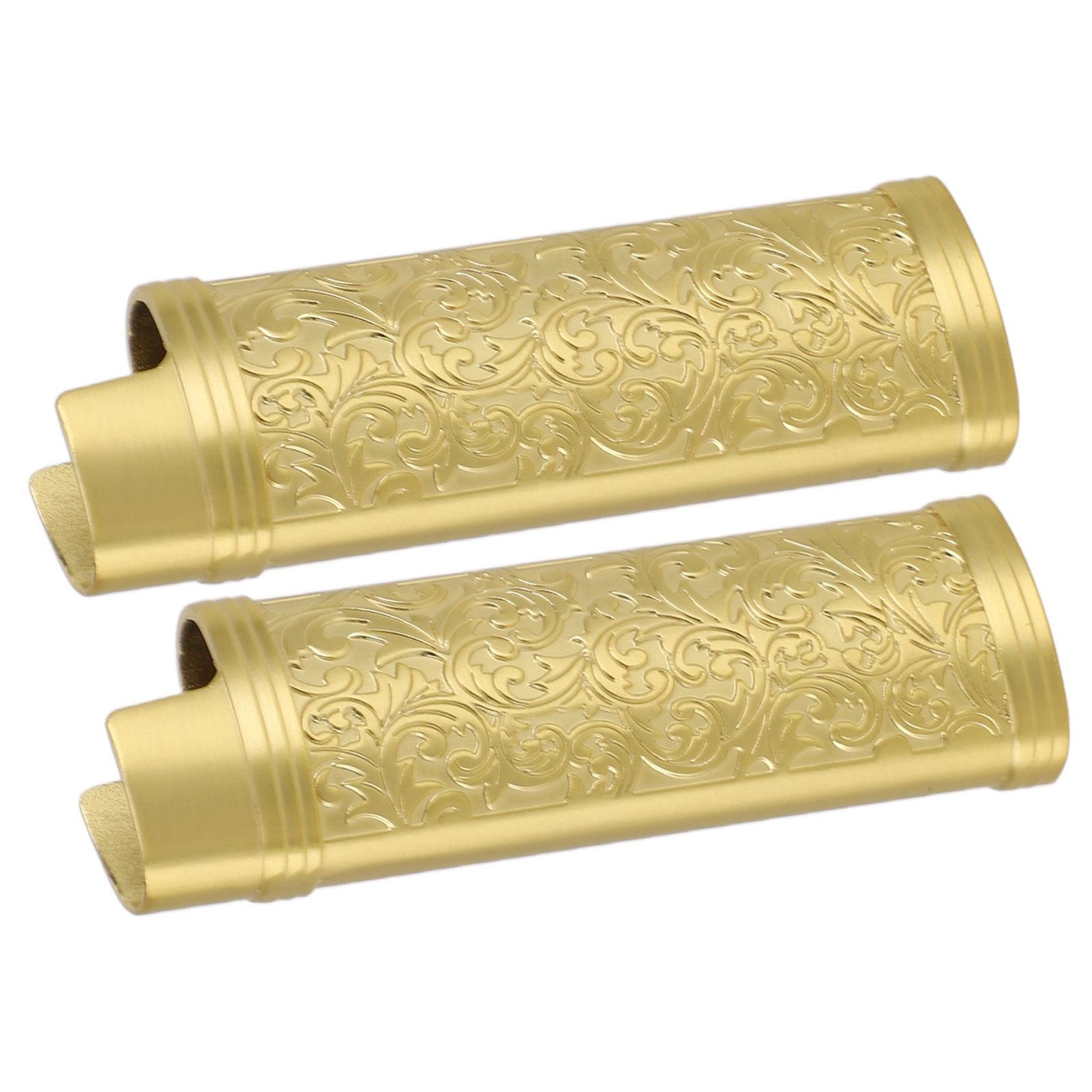 2PCS Lighter Case Cover Vintage Style Floral Stamped Zinc Alloy Shell for Lighter Protection Gold - Image 7