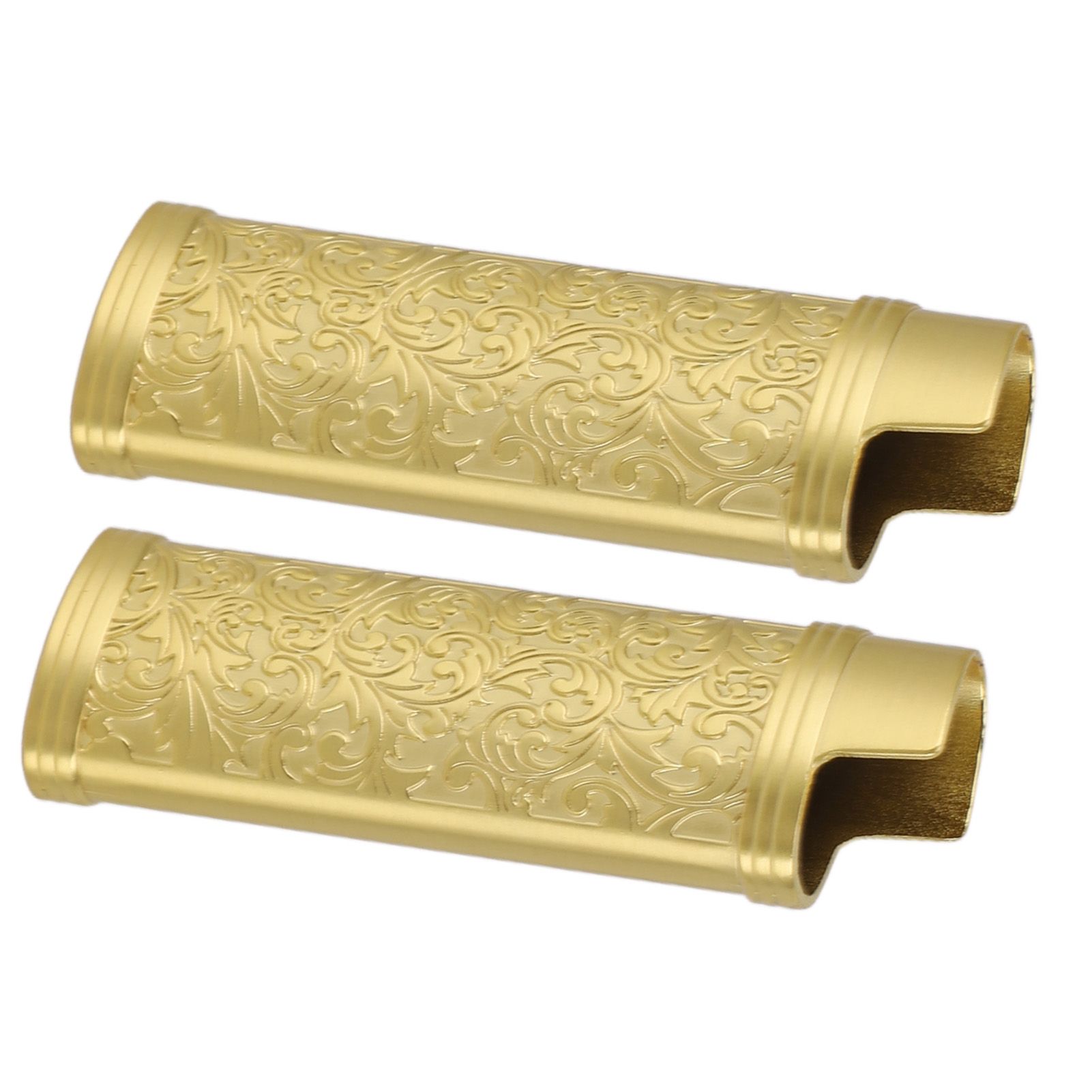 2PCS Lighter Case Cover Vintage Style Floral Stamped Zinc Alloy Shell for Lighter Protection Gold - Image 8