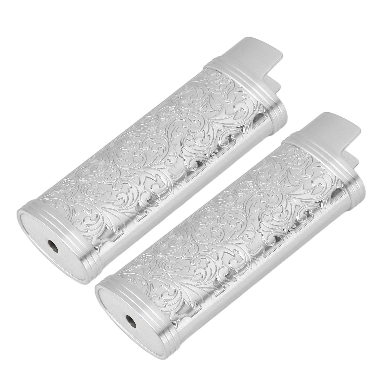 2PCS Lighter Case Cover Vintage Style Floral Stamped Zinc Alloy Shell for Lighter Protection Silver - Image 5