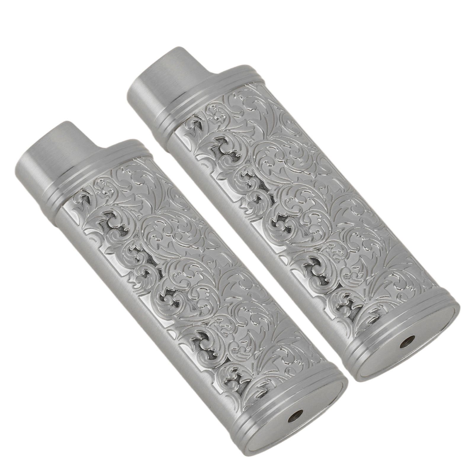 2PCS Lighter Case Cover Vintage Style Floral Stamped Zinc Alloy Shell for Lighter Protection Gray - Image 4